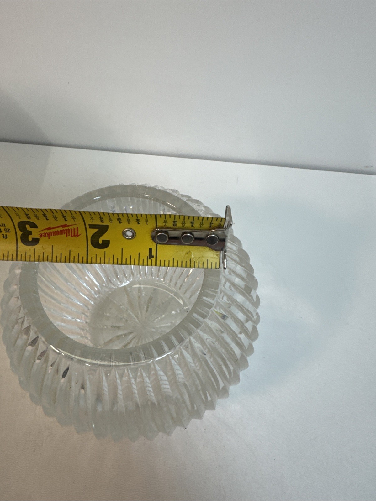 Wheel-cut crystal vertical lines votive candle holder bowl 4 1/2″ wide x 4″ tall