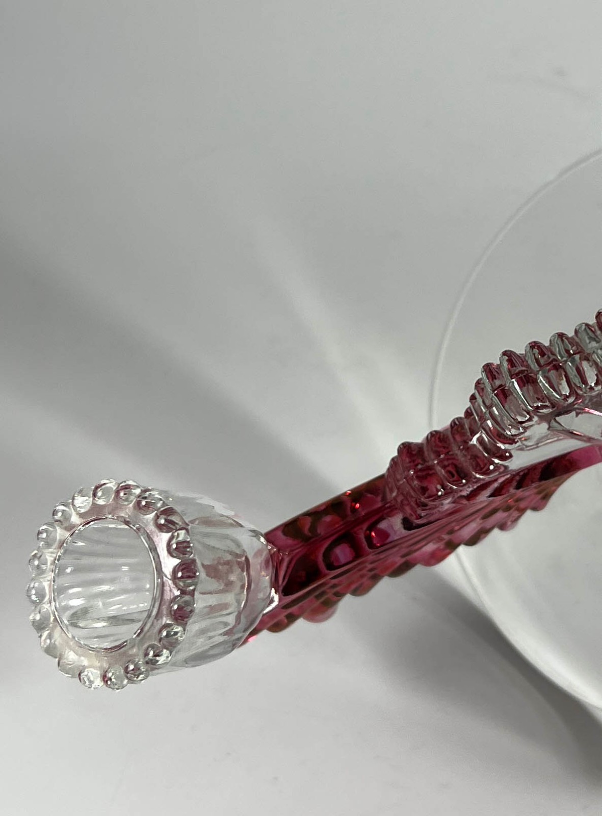 Tiffin Glass Feather Wing Pink Double Arm Candlestick Candle Holder Candelabra