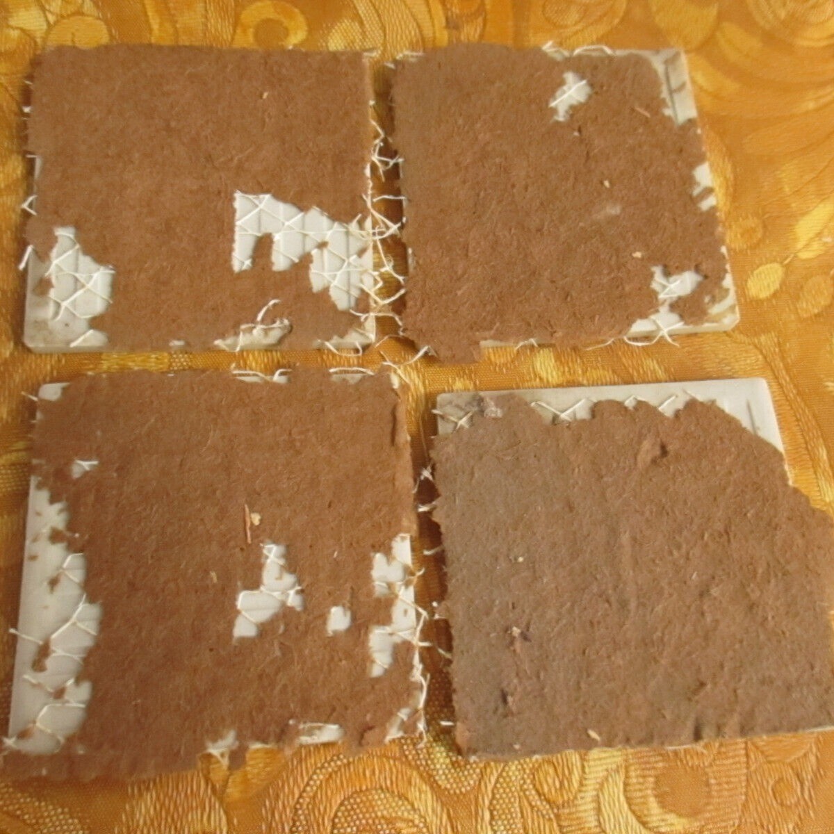 Vintage MCM 60s 70s Glazed Tiles Set Of Four 3.5″ reclaimed Pdd matching Pattern