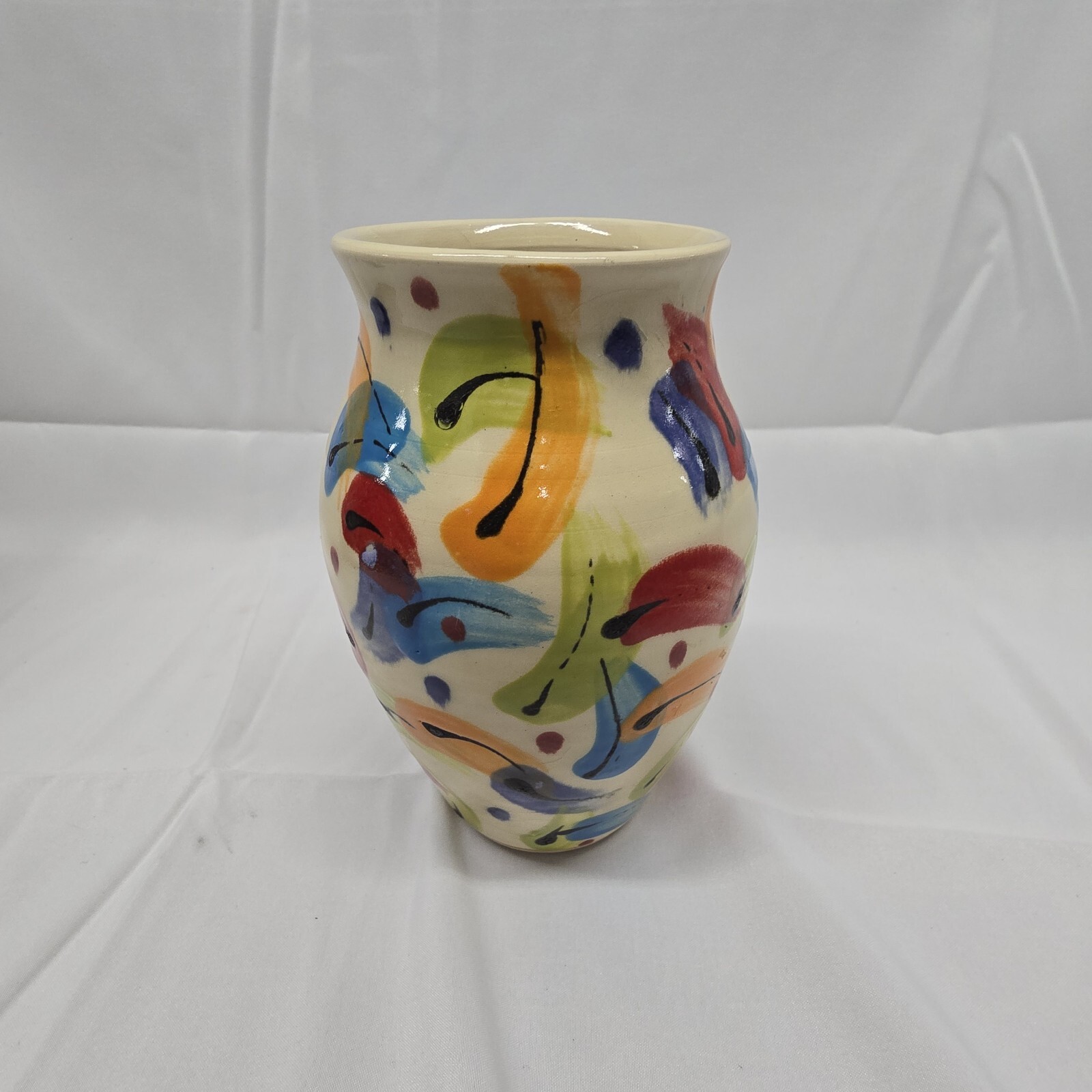 Abstract Colorful Studio Pottery Vase Signed / Art Pottery Vase Contemporary