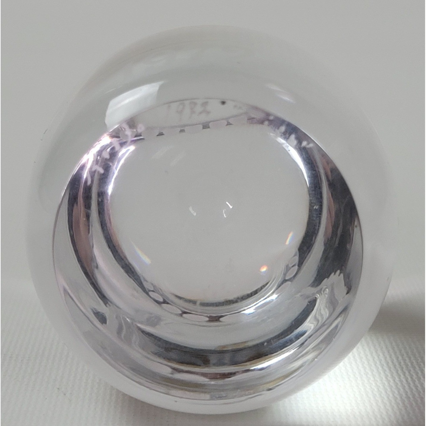 Kosta Boda Lisa 1972 Glass Paperweight Figurine Clear Gold Bow Sweden Vintage