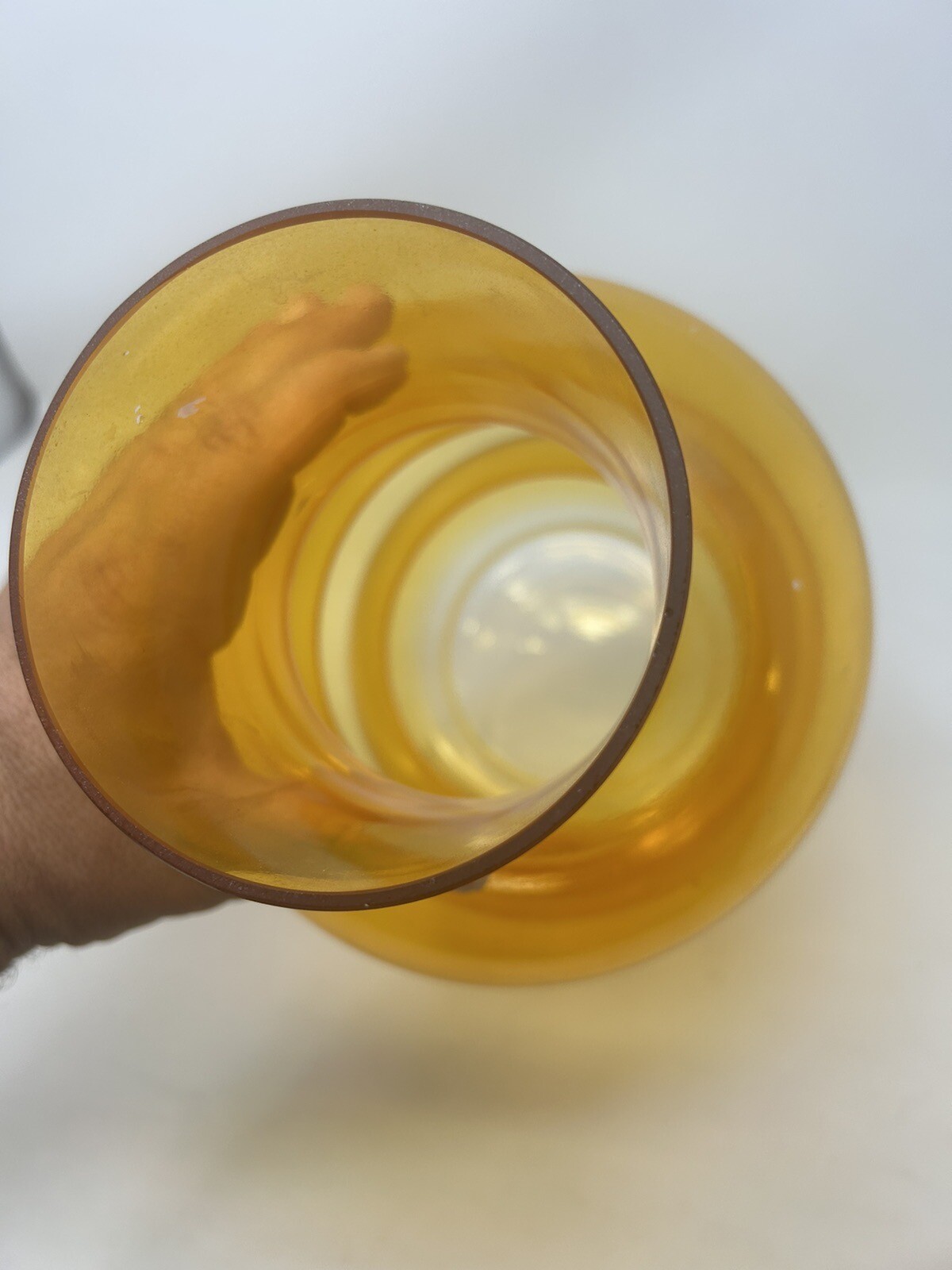 Vintage Hand Blown Possible Romanian Bubble Glass Beautiful Yellow Coated Glass