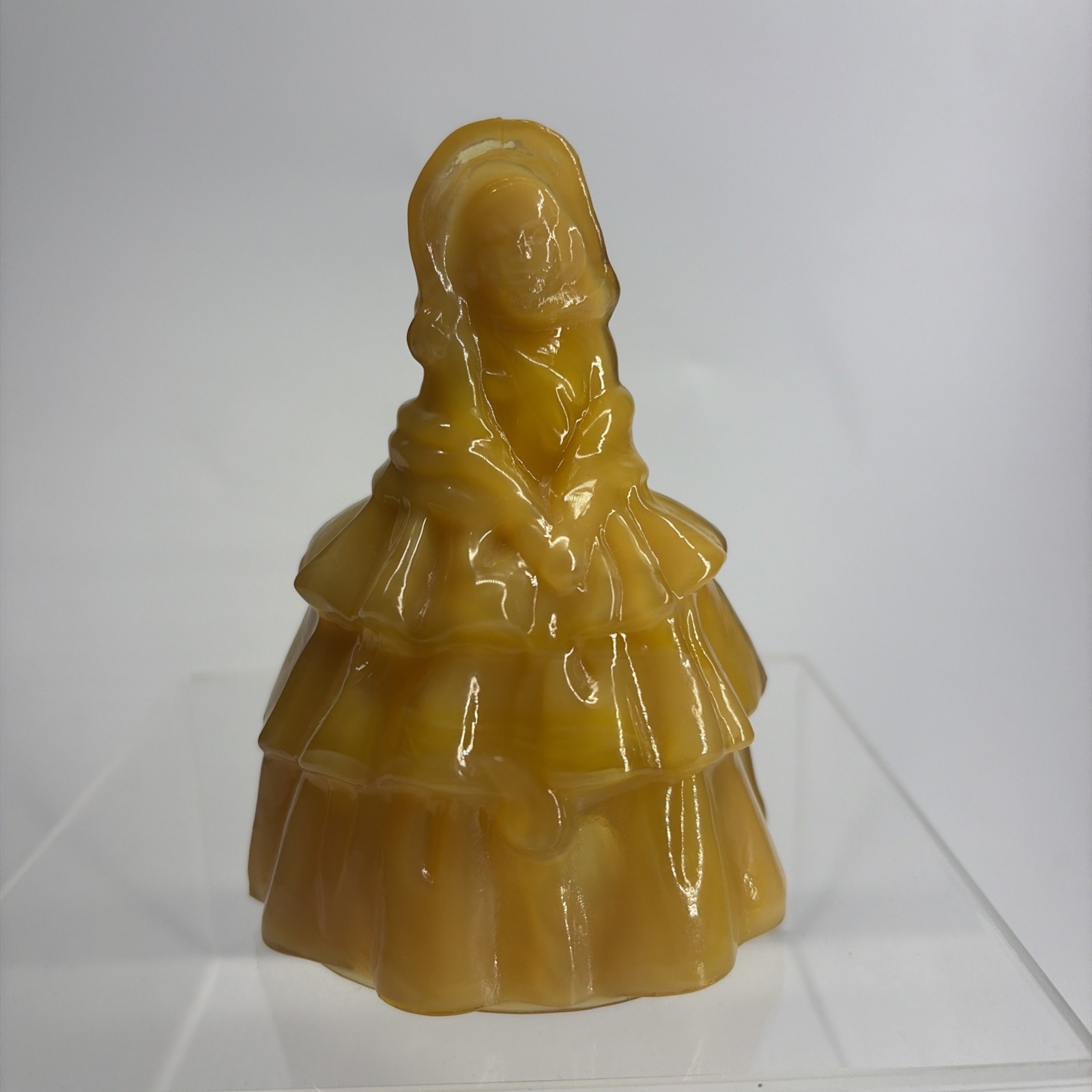 Boyd Art Glass Louise Doll Figurine 4.25″ Apricot Orange Cadmium UV Glow