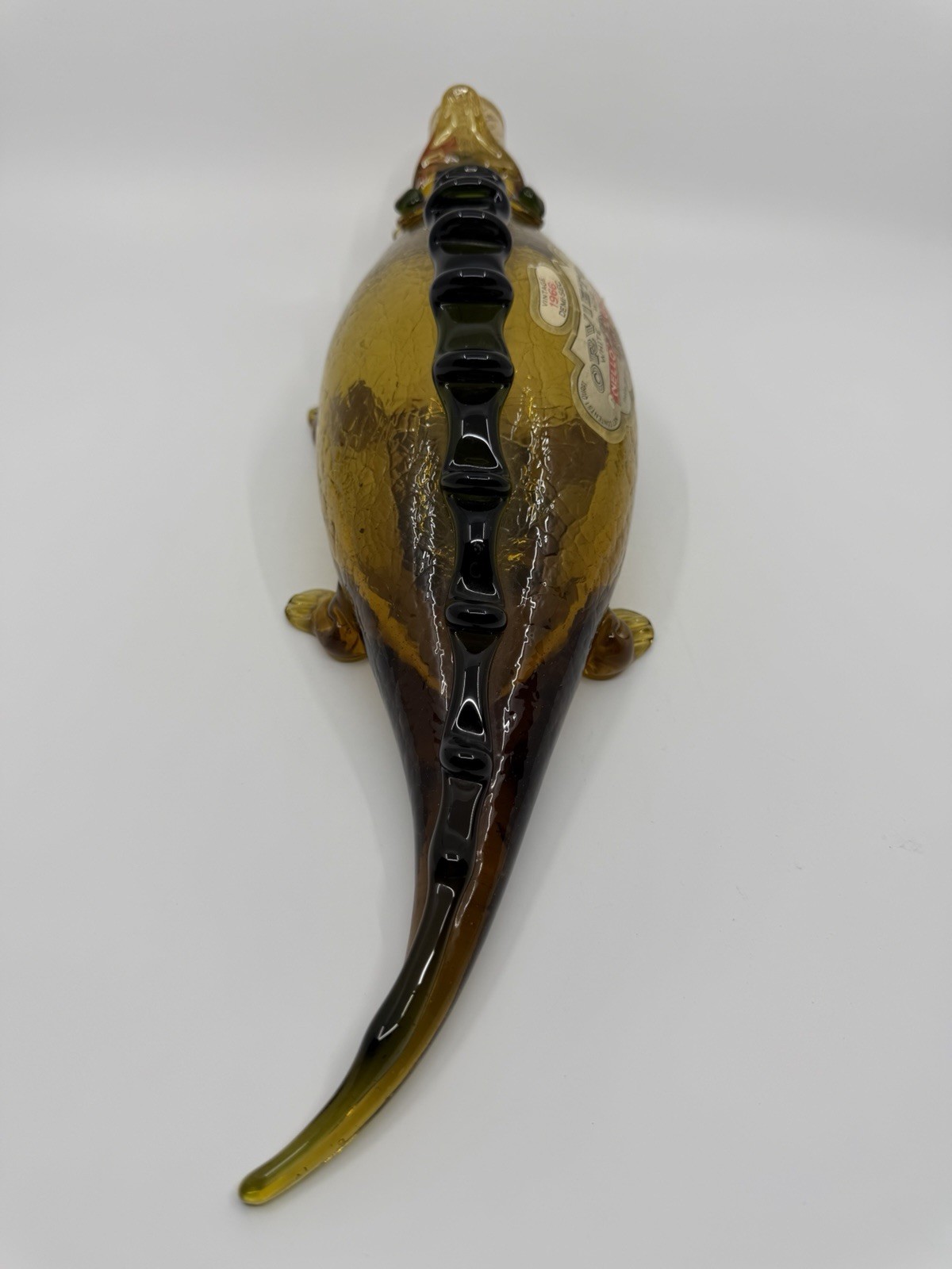 Vtg Orvieto Italy Hand Blown Crackle Glass Alligator Bottle W Org Cork