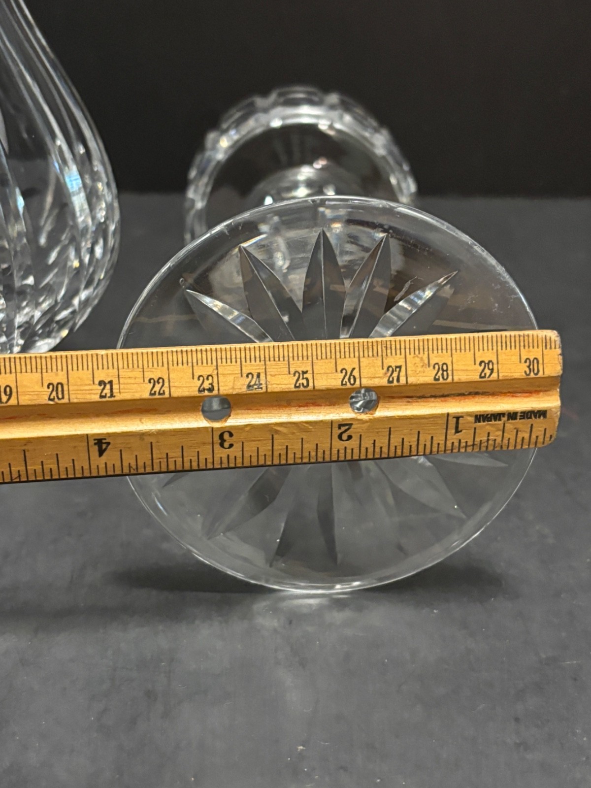 Atlantis Fantasy Cut Crystal HURRICANE LAMP with GLOBE 12″ Pillar/Taper Candle