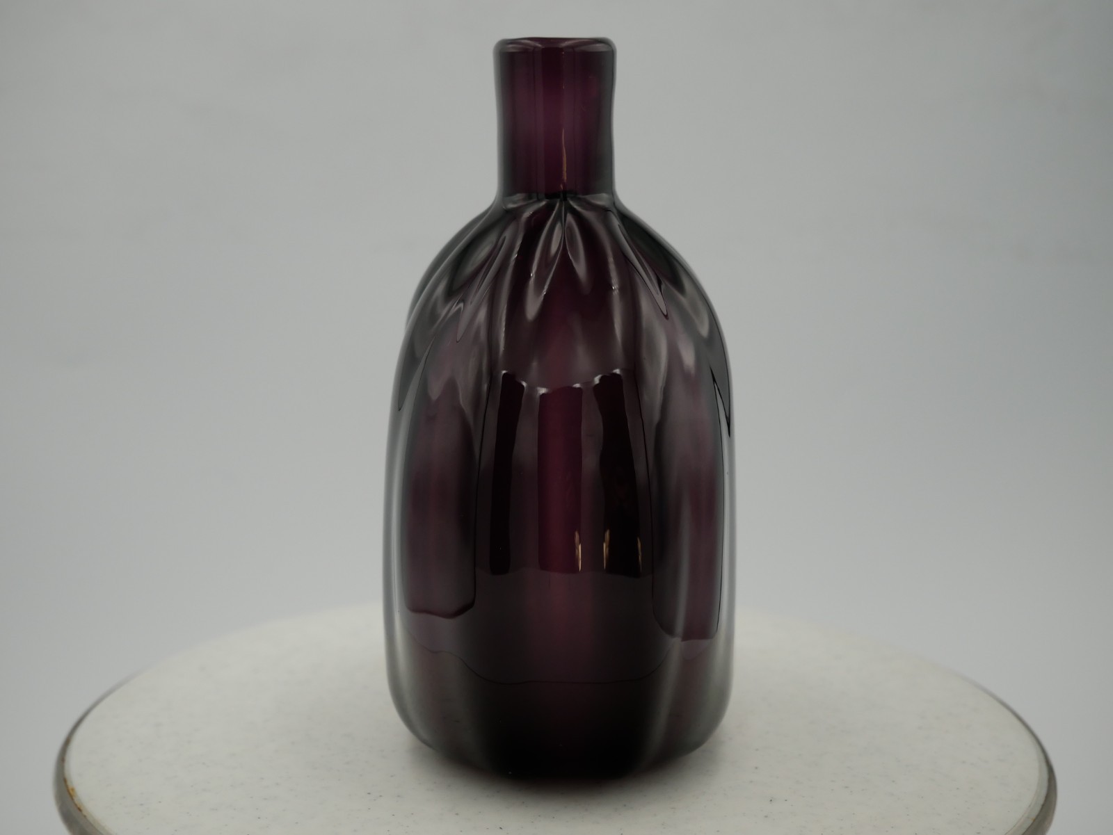 Metropolitan Museum of Art · Amethyst Glass Vase · Ribbed · 6″ H · Signed MMA