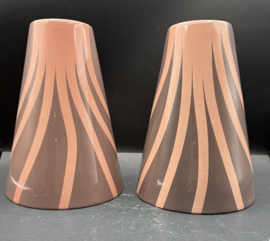 Vintage Mid Century Modern Pink & Grayish Purple Boudoir Vases Estate Find