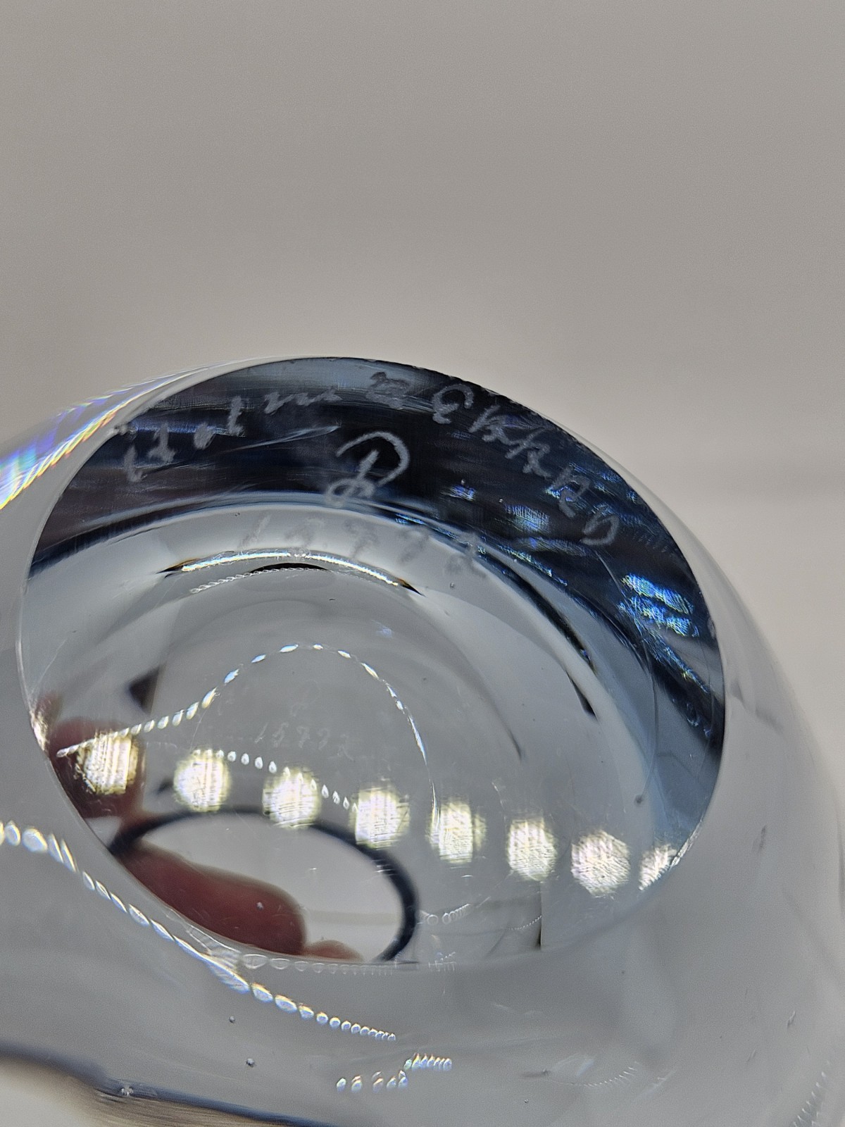 Per Lutken Holmegaard Vase Blue Heart Mini Succulent Signed Art Glass MCM