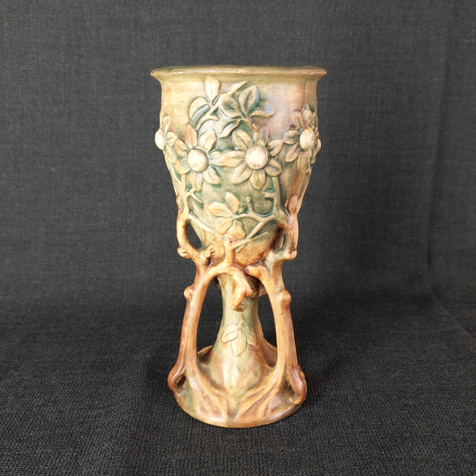 Weller Art Pottery Woodcraft Banyan Tree Chalice Vase 1920-1933 Art Nouveau