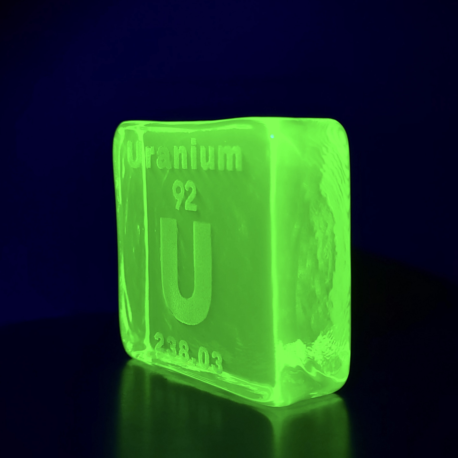 Vaseline Uranium Glass Block 50×50 mm Uranuim Yellow Glass Statue Art Deco