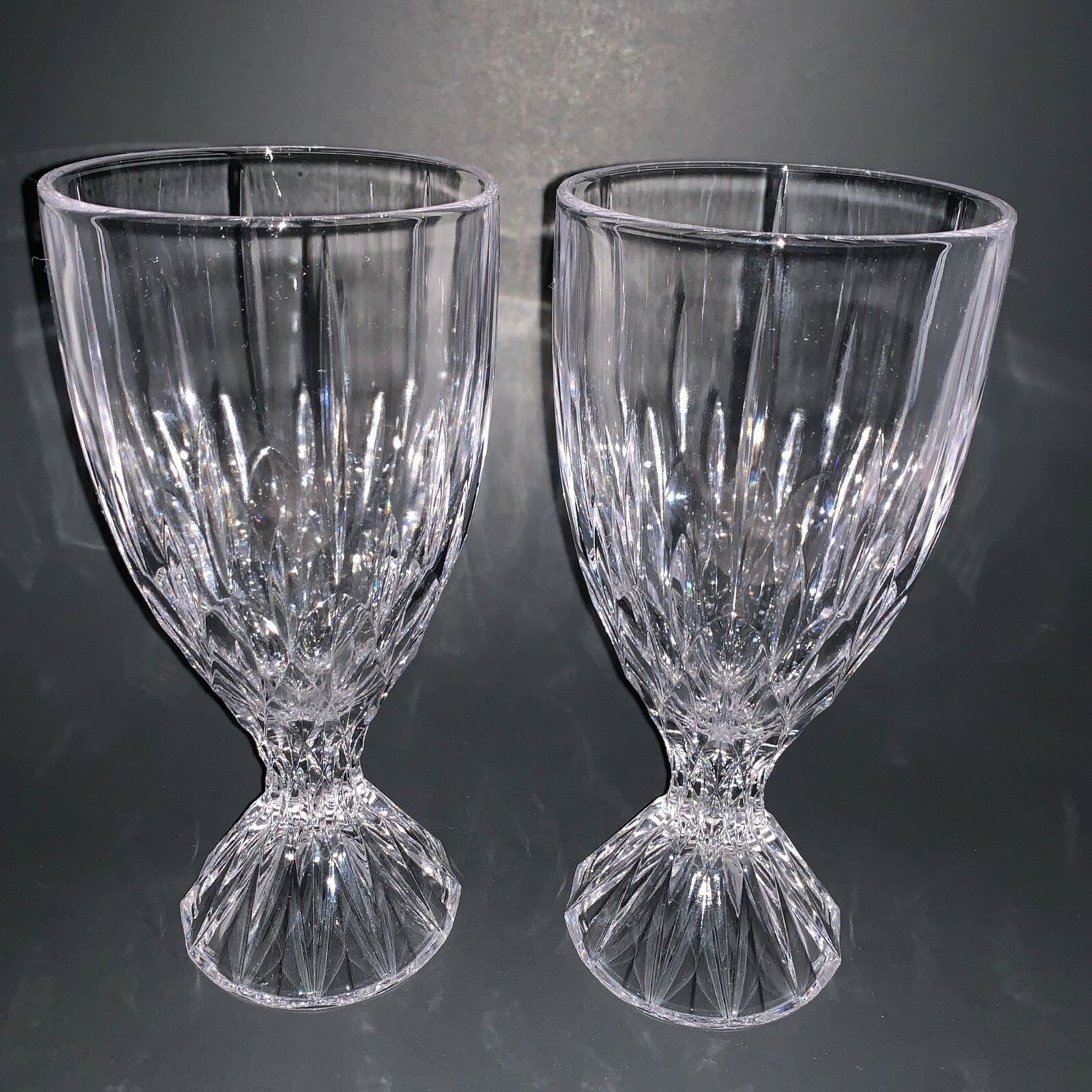 Mikasa Horizon Cut Over 24% Lead Crystal Wine Water Goblet Glasses Lot of 2