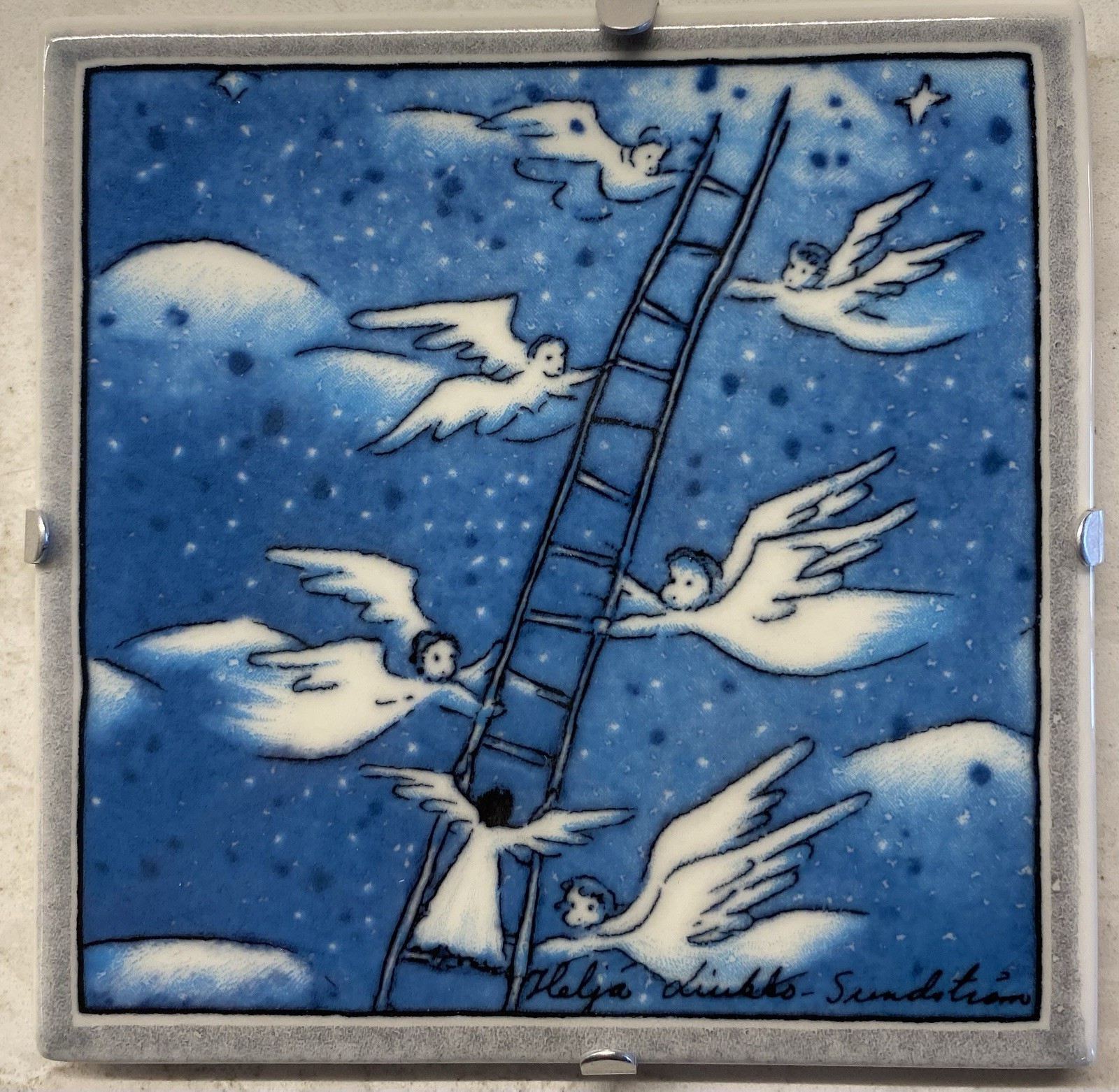 Arabia Finland Ceramic Tile by Helja Liukko-Sundström “Tikapuut” (“Ladder”) 2000