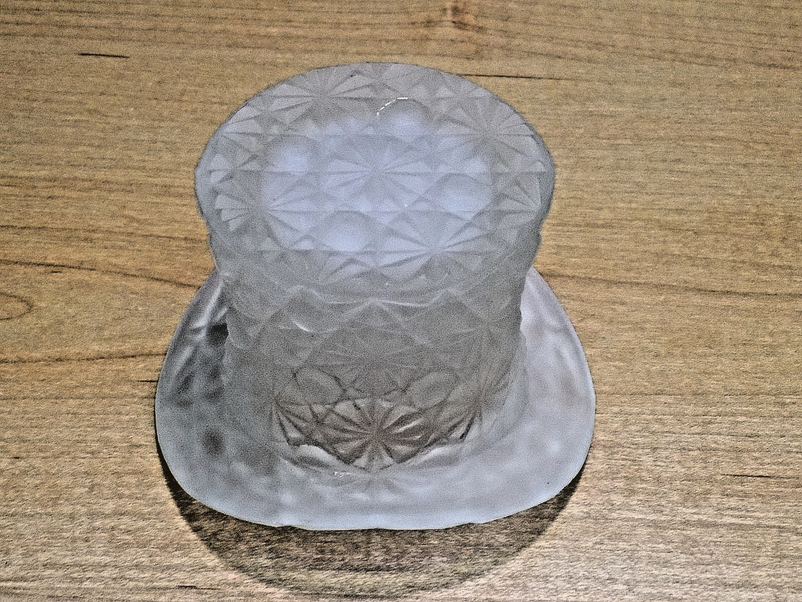 Frosted Glass Daisy and Button Top Hat Planter Vase