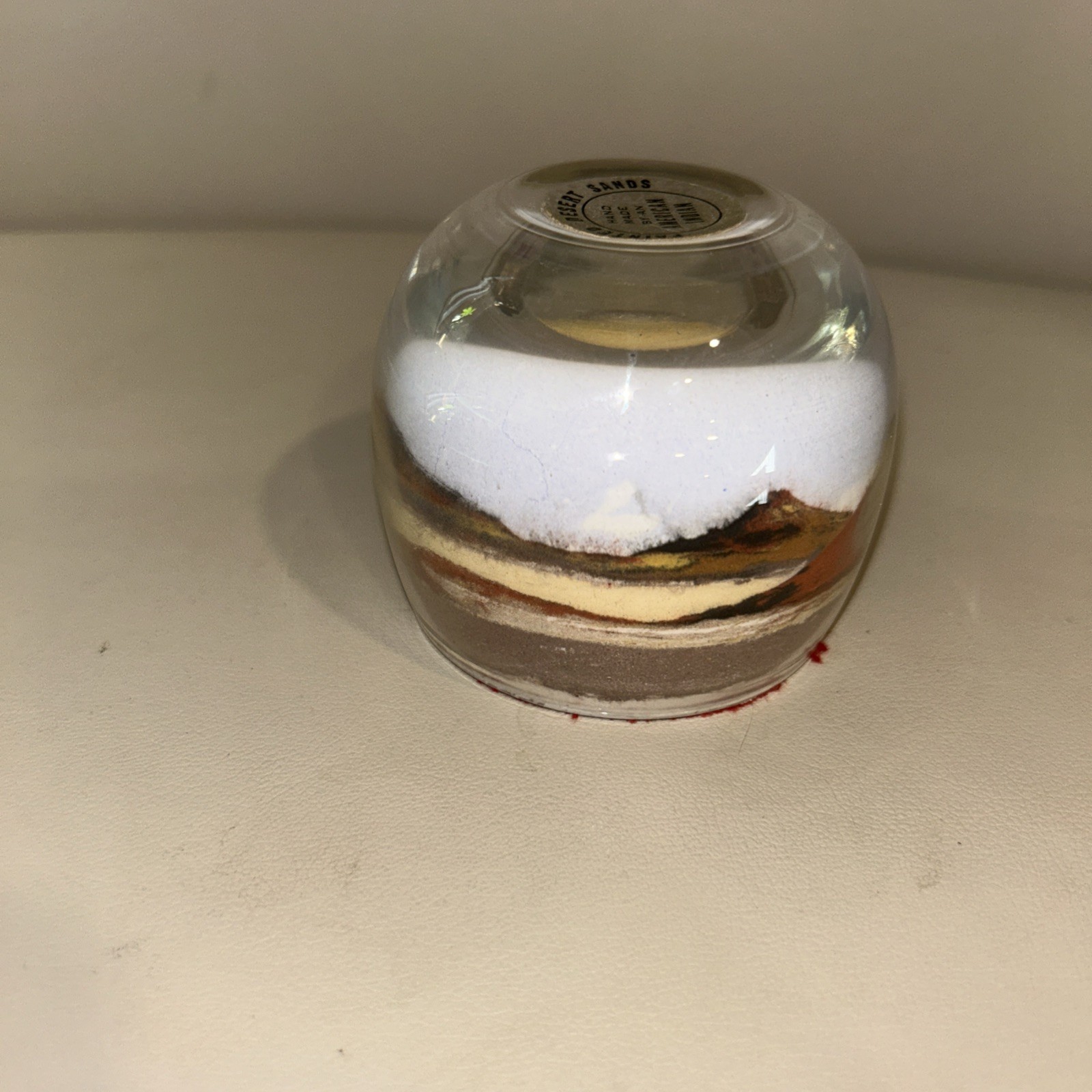 Vintage Paperweight Sand Art Painted Desert Native American Scene Hand Made