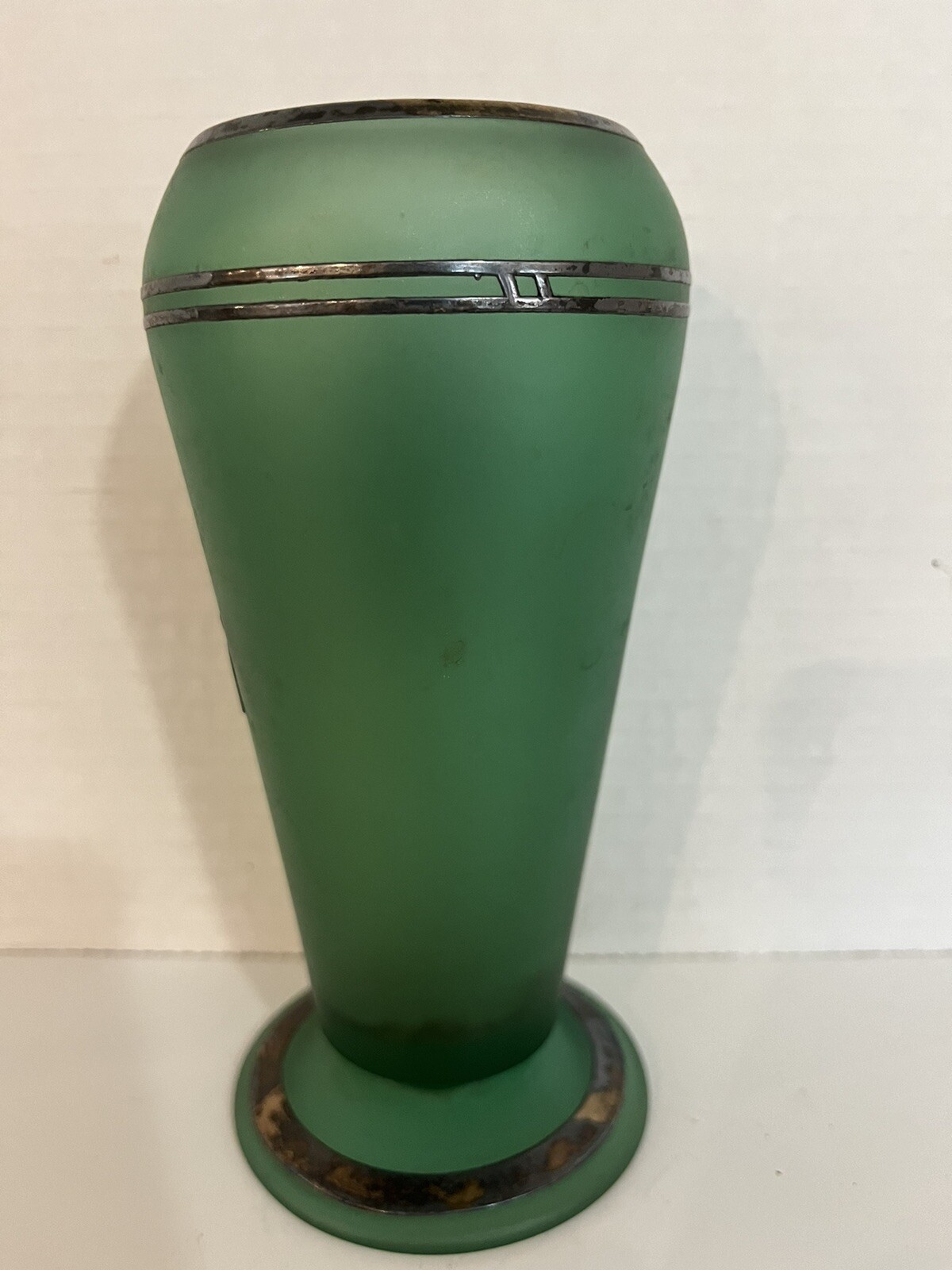 Tiffin Glass Dahlia Vases Rockwell Silver Overlay Art Deco, 1930’s