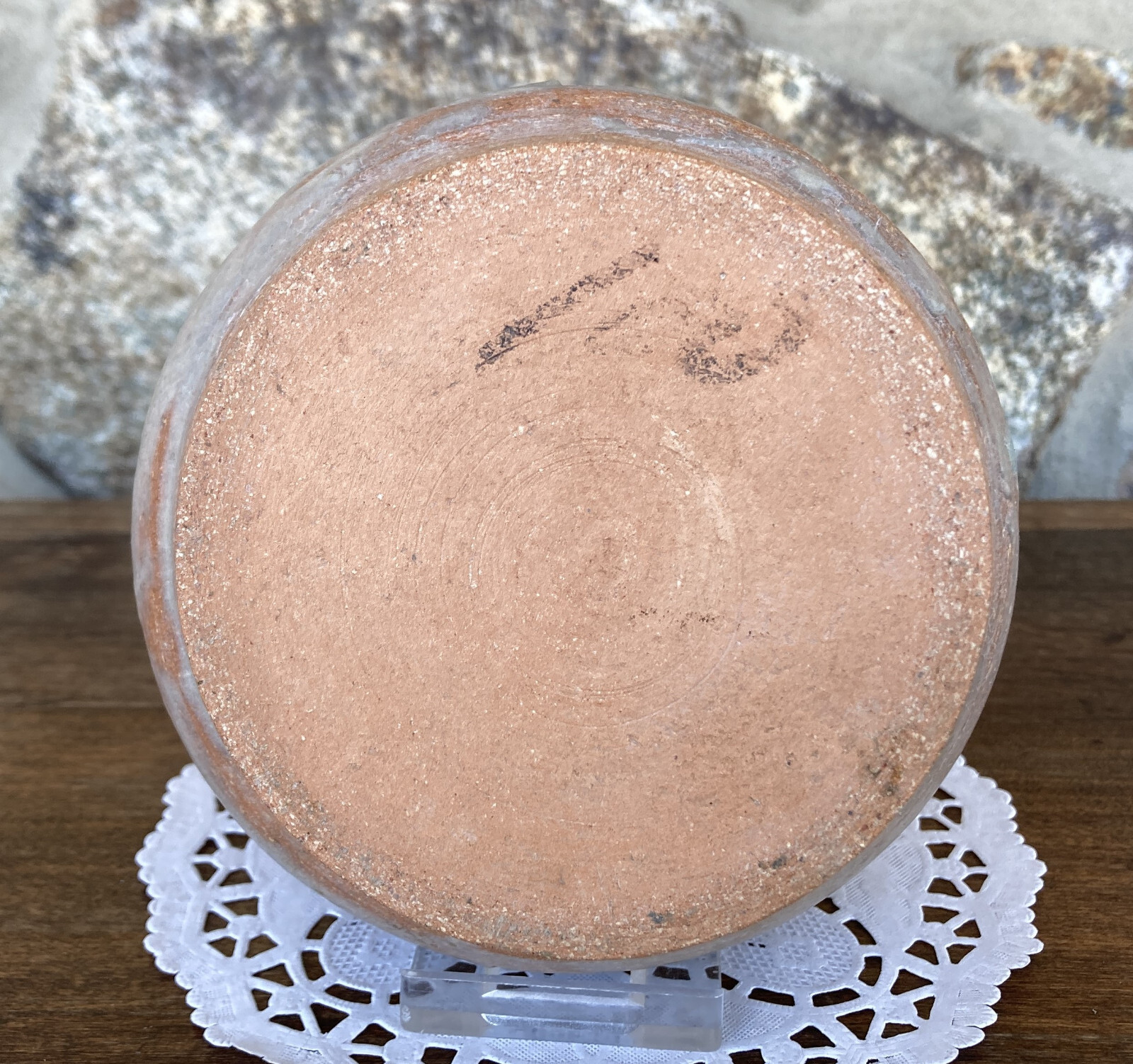Studio Terracotta Rotund Vase with White Opaque Crackle Shino Glaze – Vintage