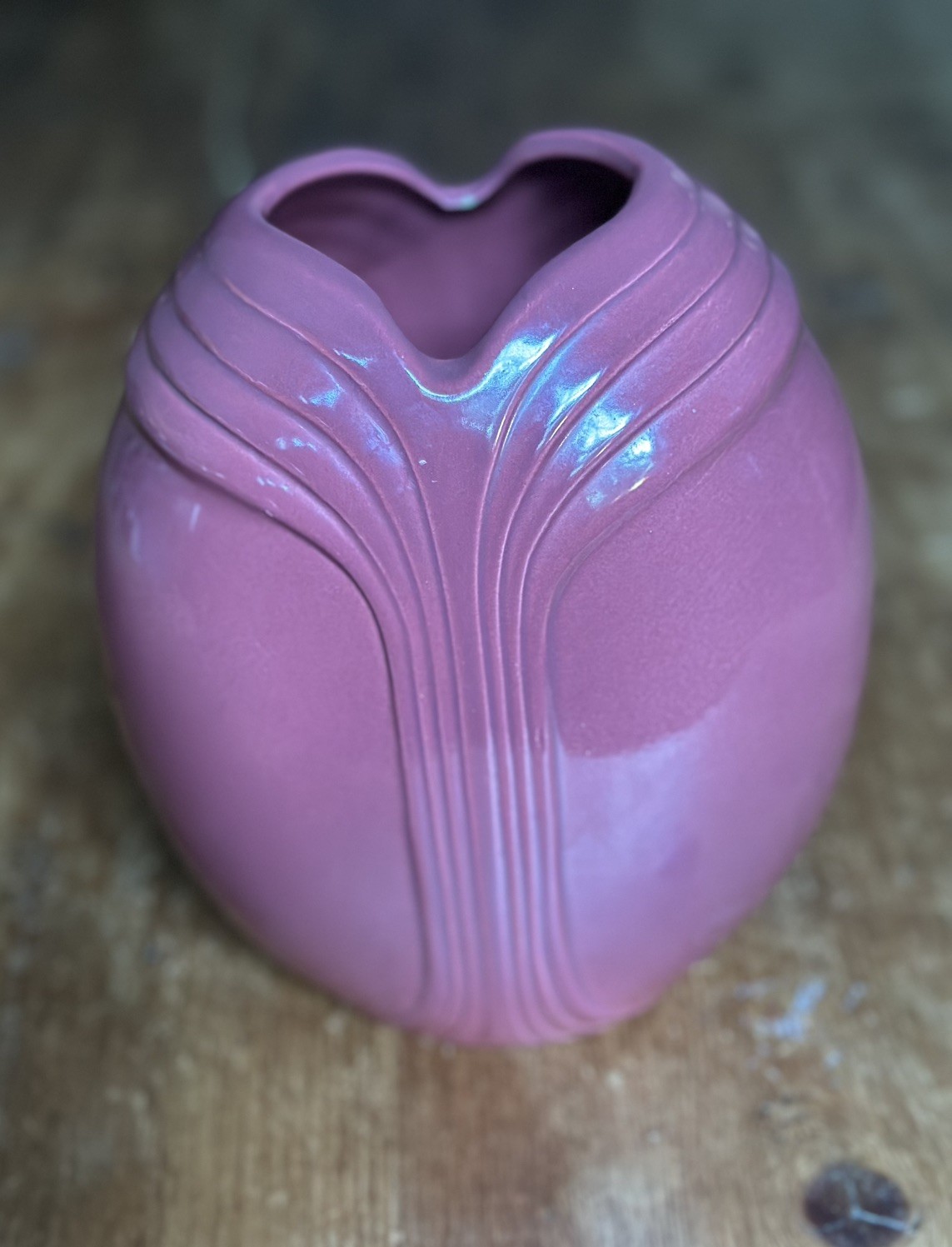 Vintage Haeger? Pink/ Mauve Ceramic Vase Swirl Abstract Art Pottery 1980s