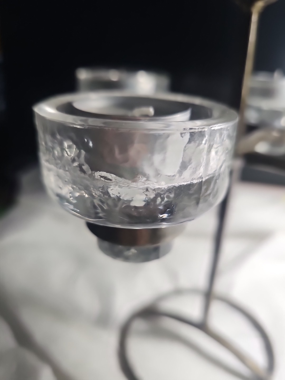 Design Leuchter 4 Kerzen Bo Svensk Smide Harry N. Boström Schweden Metall Glass