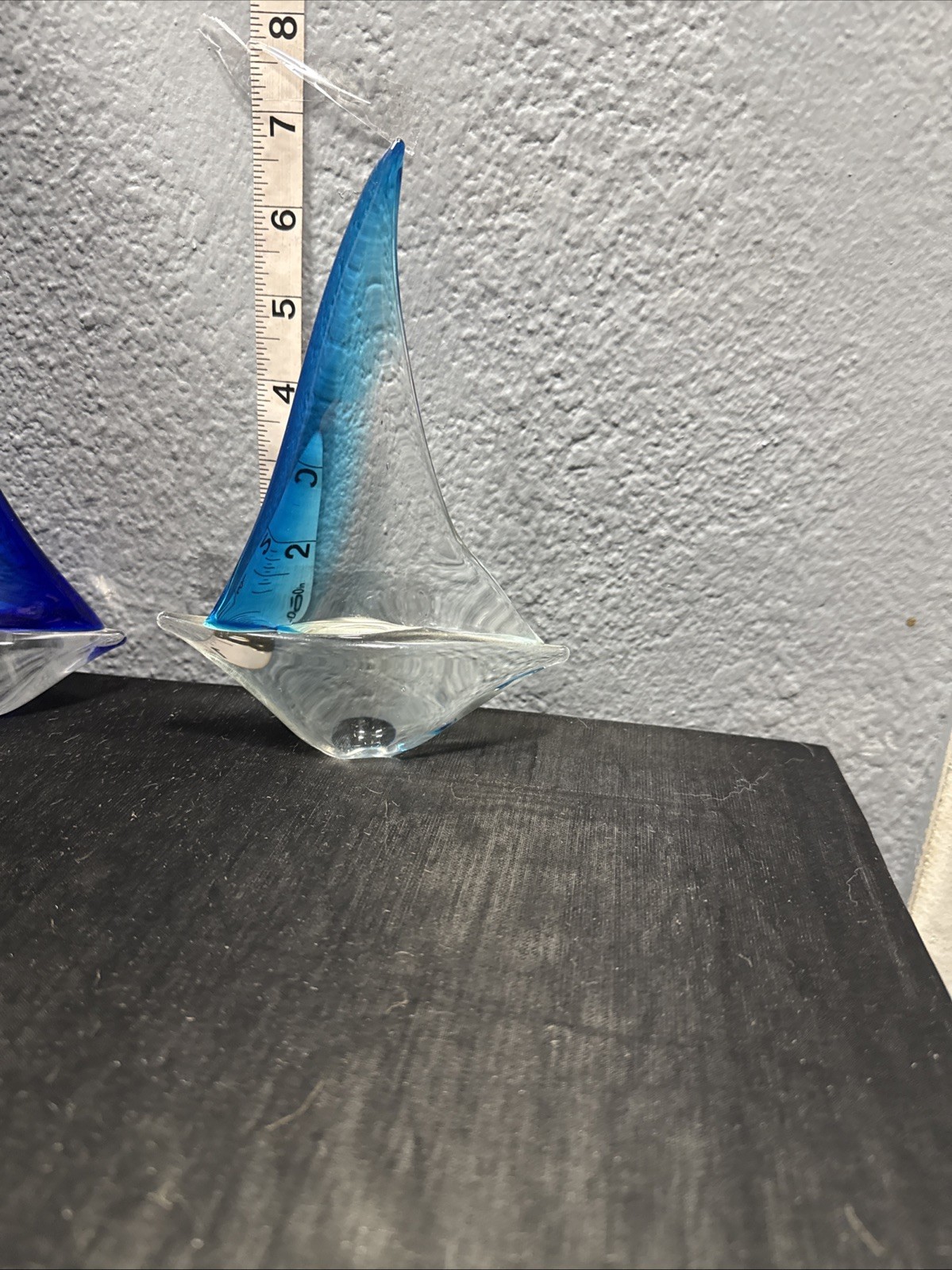 Blue & Clear Glass Sailboat Paperweight Decorative Piece, Nautical, Ocean, Water