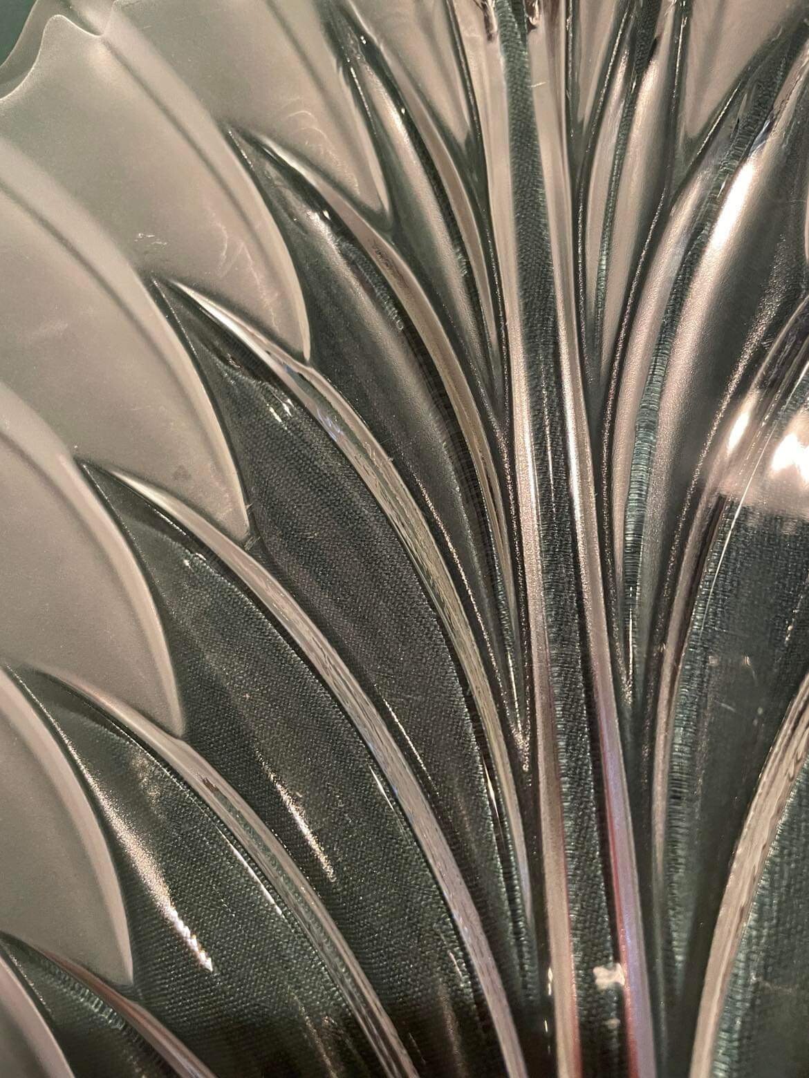 Vintage Mikasa Frosted Walther Glass, Crystal Leaf Platter 11.5” See Pics