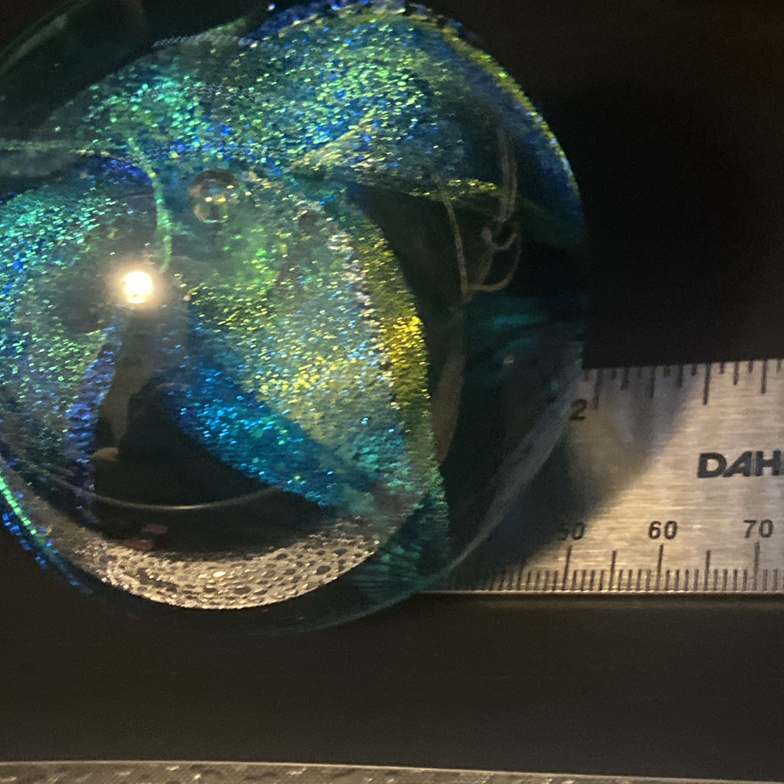 Glass Eye Studio Art Glass Blue Dichroic Paperweight GES 95 Stand Included