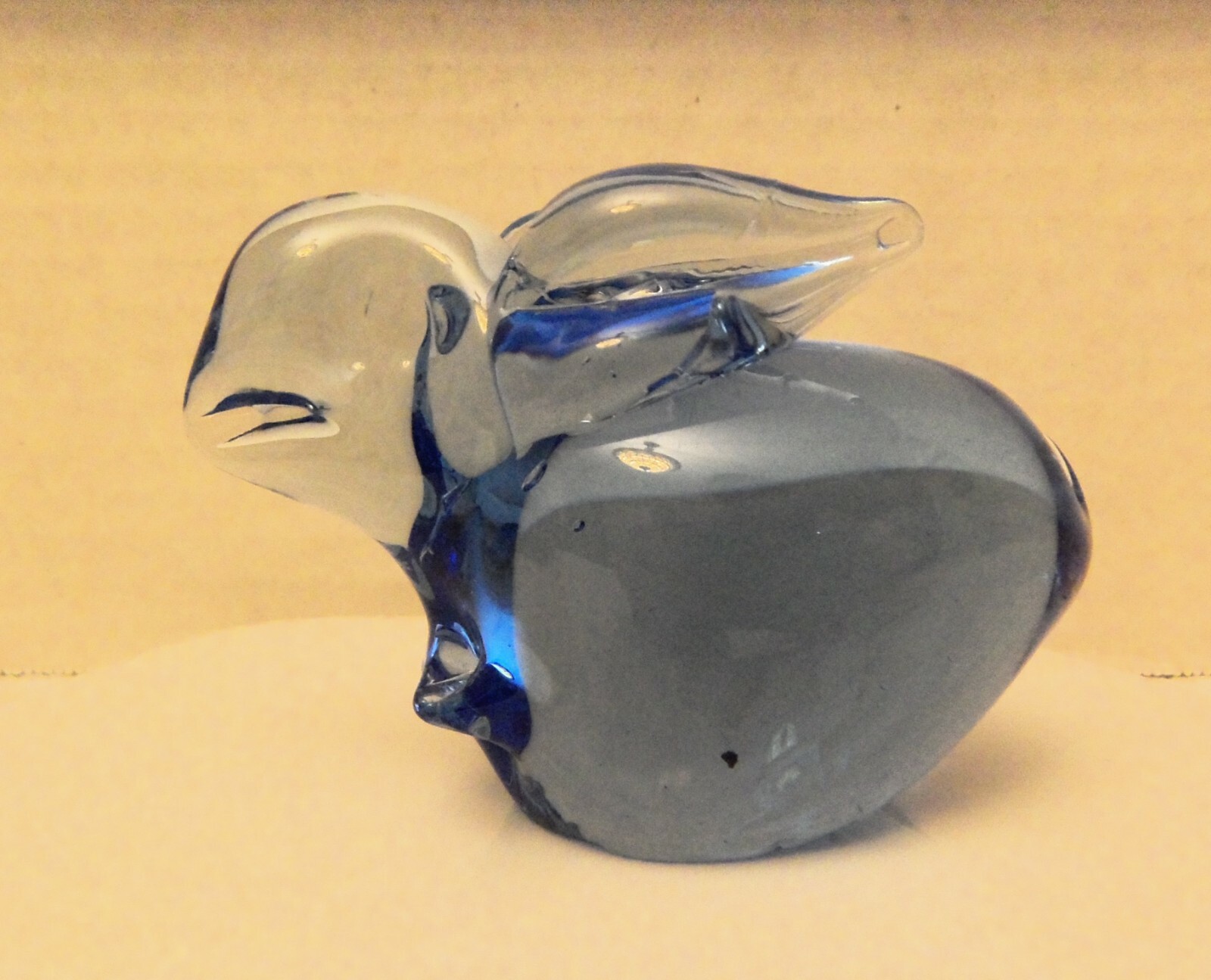 Ocean Blue Glass RABBIT Figurine US Commemorative Fine Art Gallery