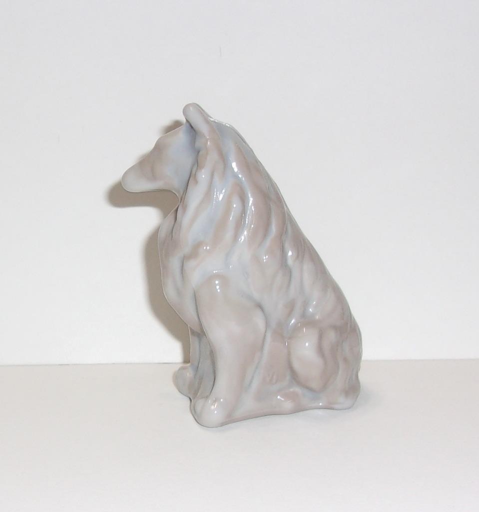 Mosser Glass Gray Marble Collie Dog Sheltie Figurine Made In USA