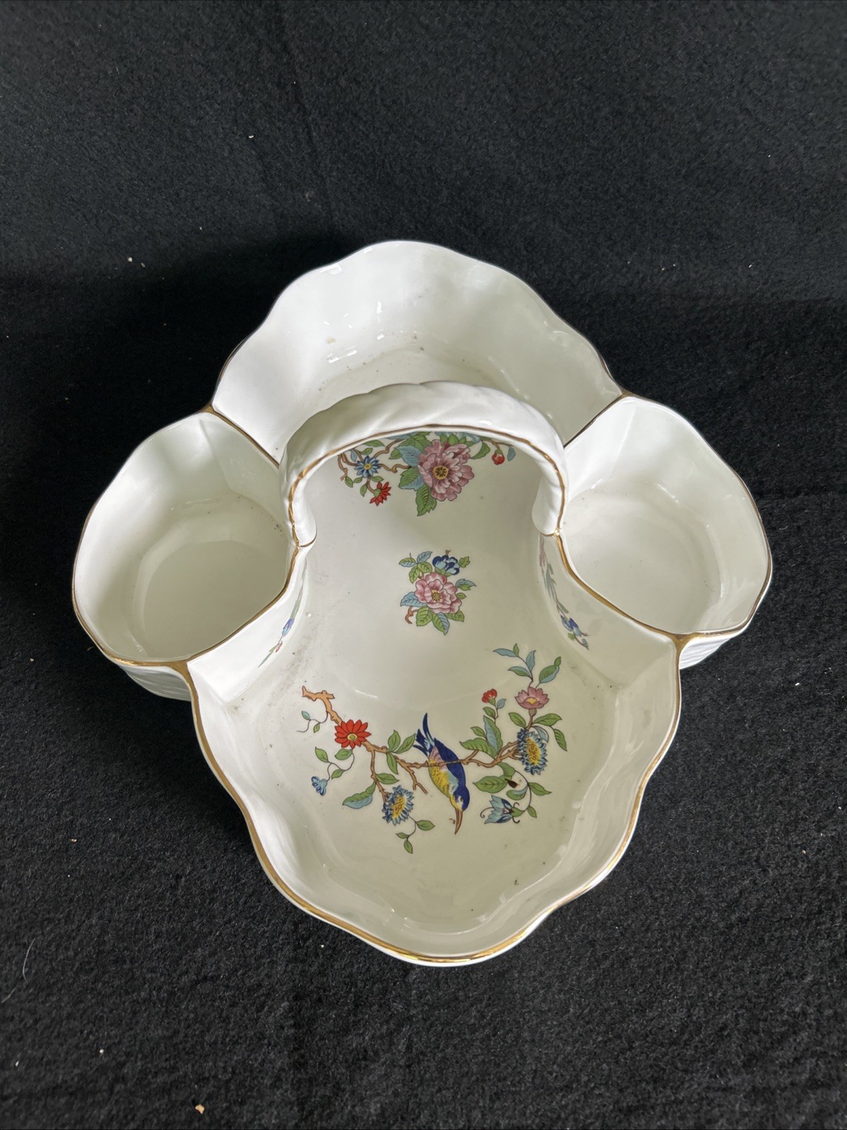 Aynsley ‘Pembroke’ Bone China Strawberry Basket with Creamer and Sugar Bowl