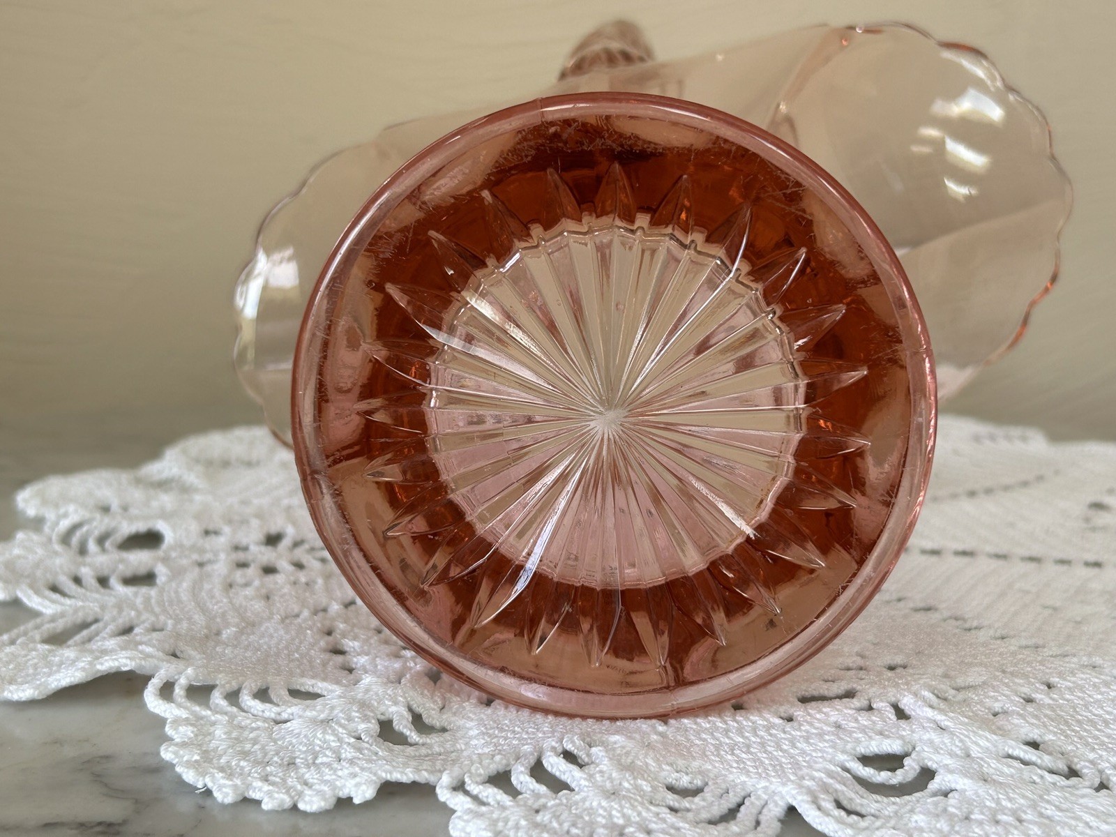 Vintage Westmoreland Large 12-1/2” Tall Pink Basket Vase With Handle