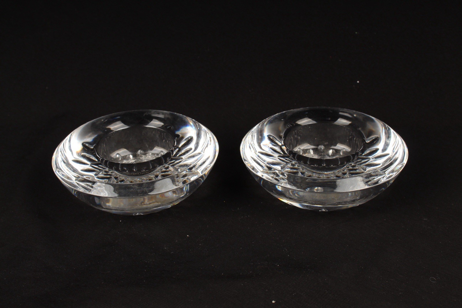 WATERFORD Crystal Lismore Essence Tea Light Votive Candle Holder PAIR OF TWO 2