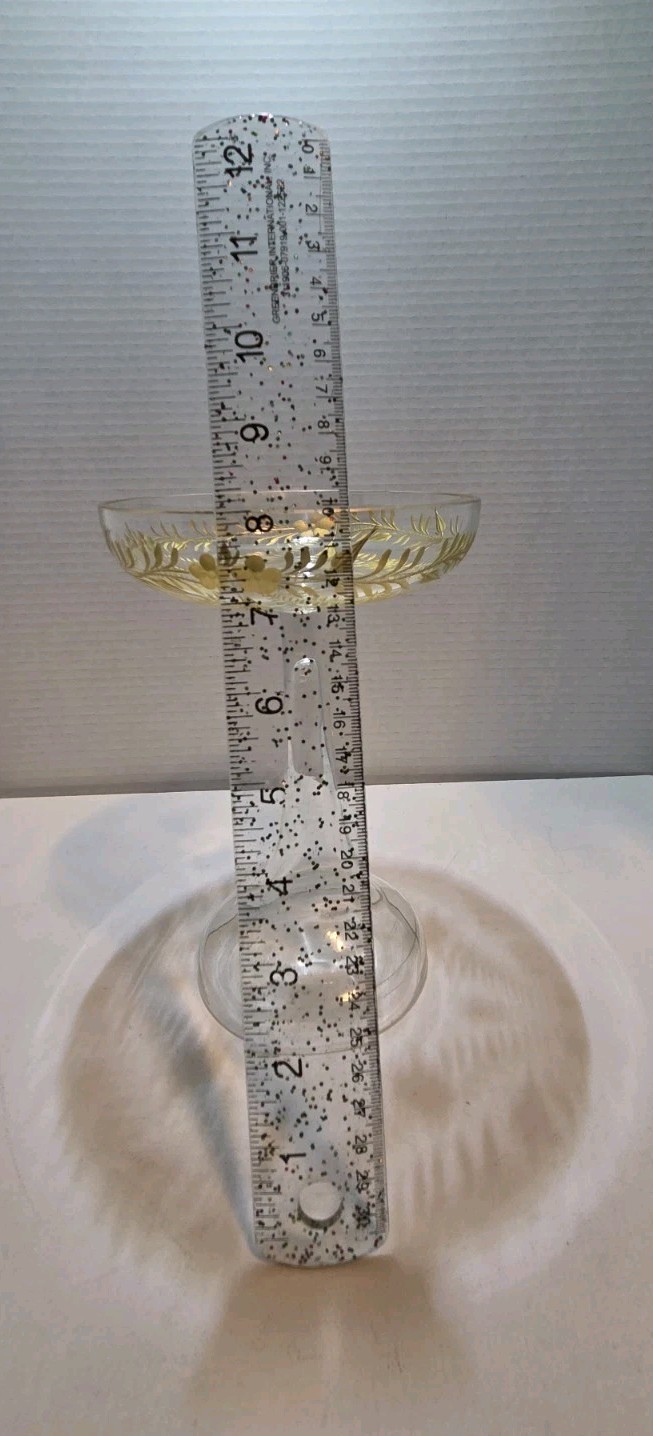 Antique Moser Tazza/ Compote Large Cut Crystal with Gold Gilt Intaglio Style 8″