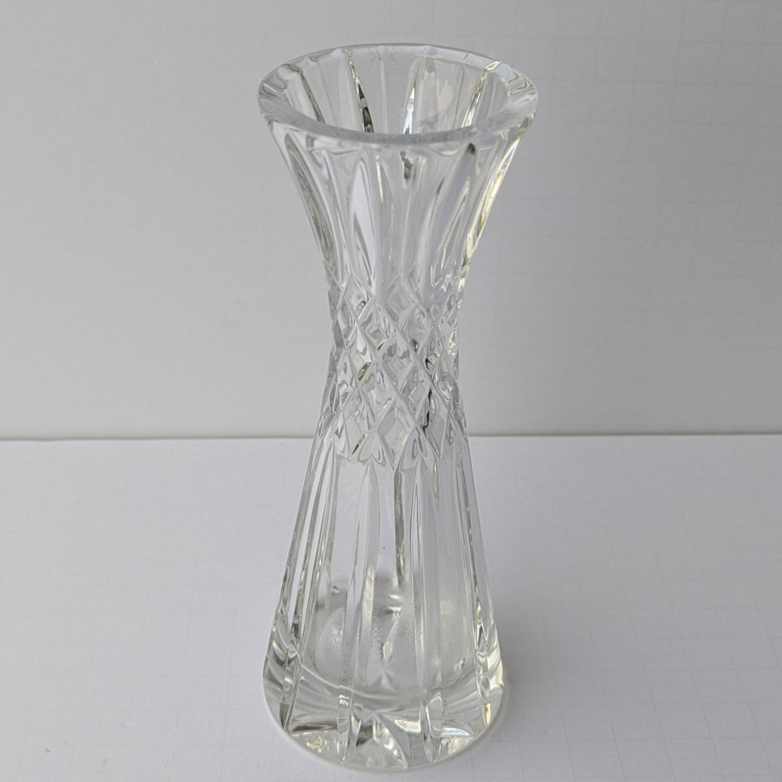Vintage Cut Crystal Diamond Pattern Bud Vase 6 5/8″ Ireland