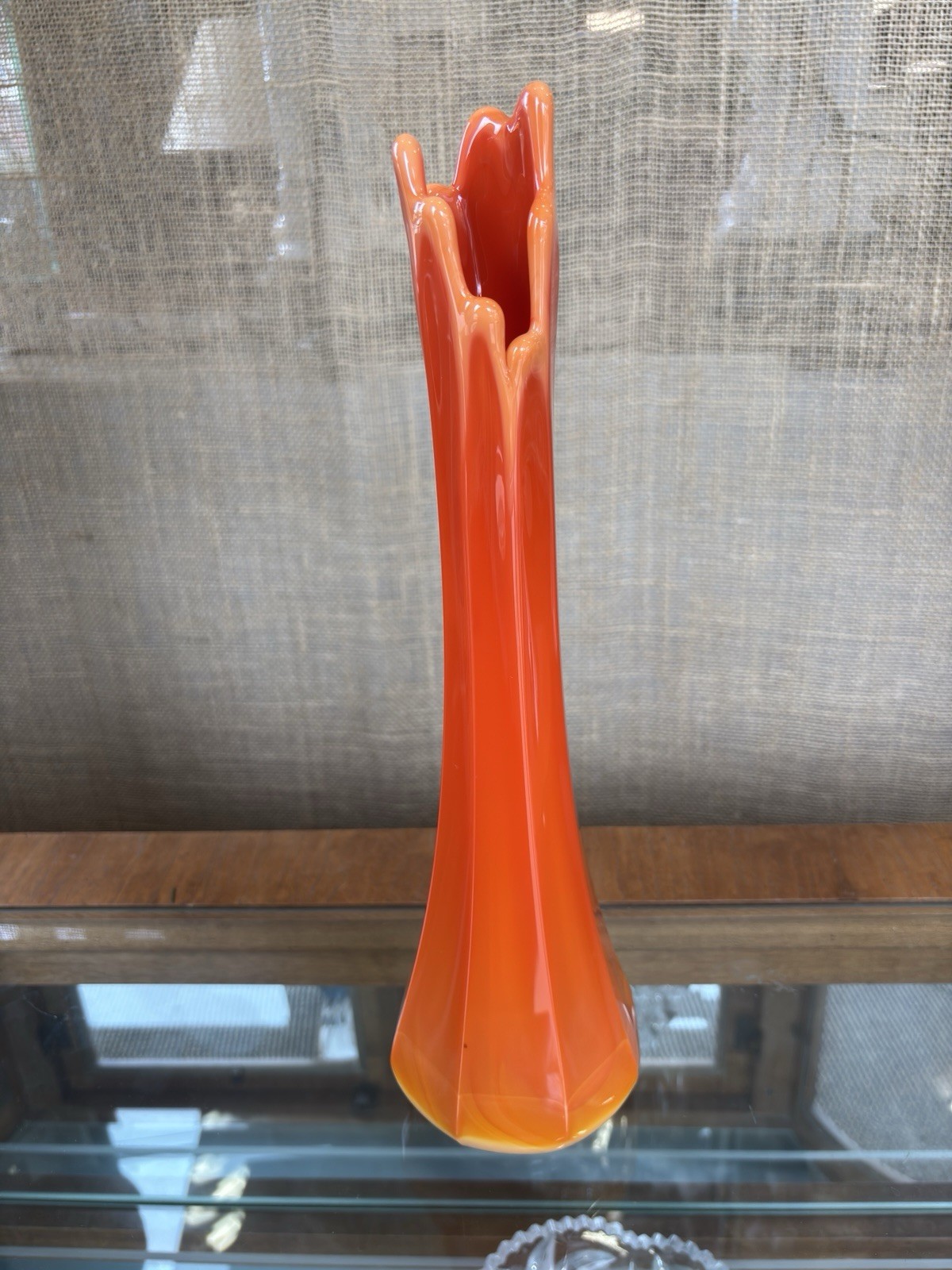 L.E. Smith Bittersweet Swung Vase, 8 Panel, 14”