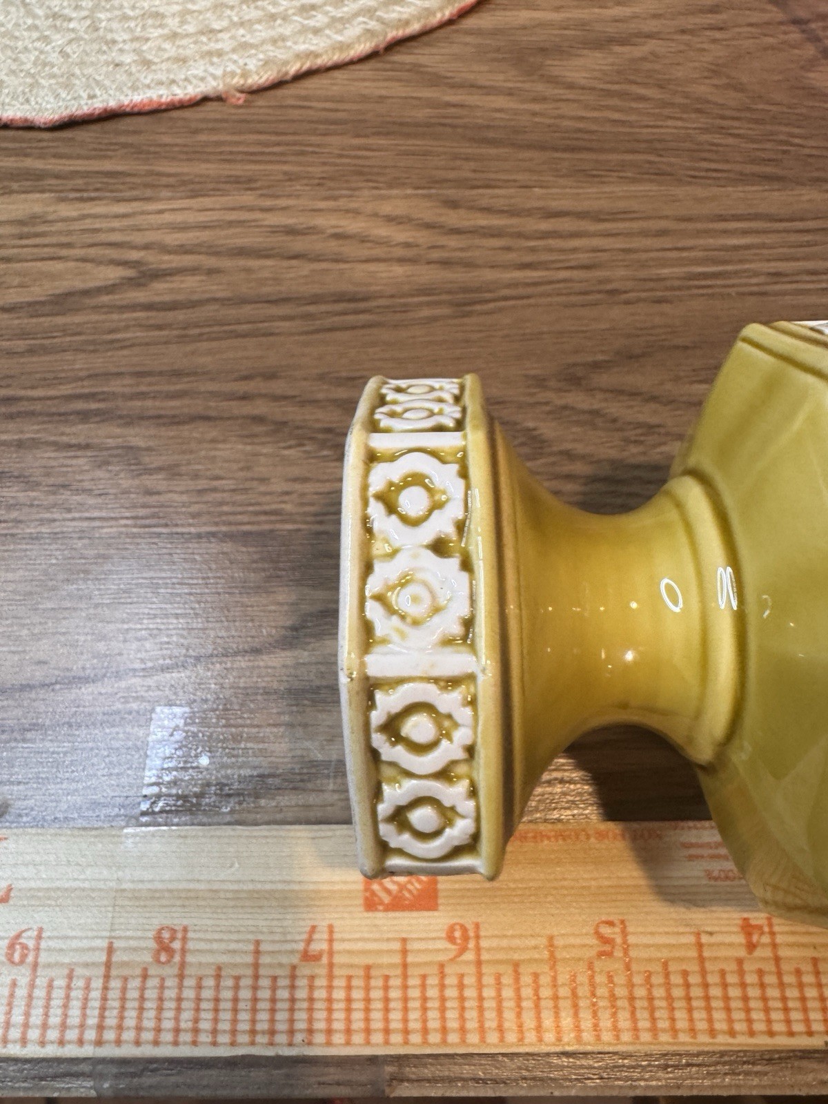 Vintage Relpo 5960 Ceramic Planter MCM Geometric Chartreuse And White 7”