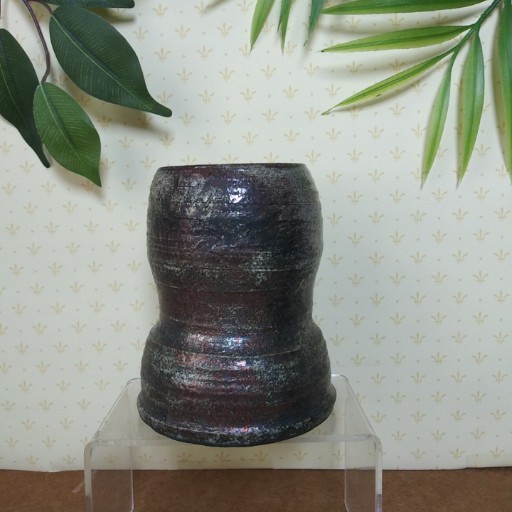 Studio Pottery Raku Vase Iridescent Multicolor Metallic Glaze Art Pottery Signed