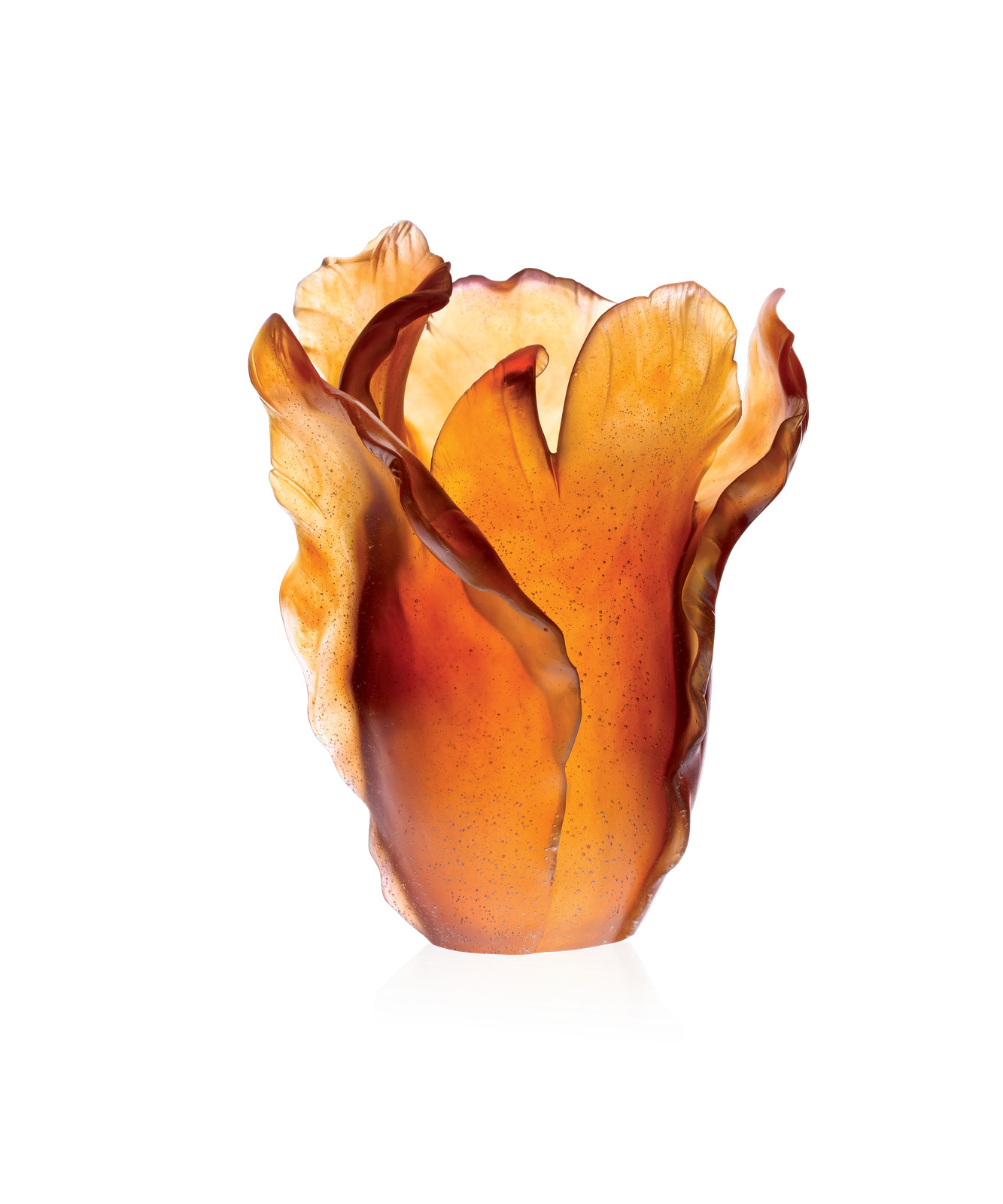 Daum Home Décor – Large Daum Tulip vase in amber evoking spring blooms – 3574