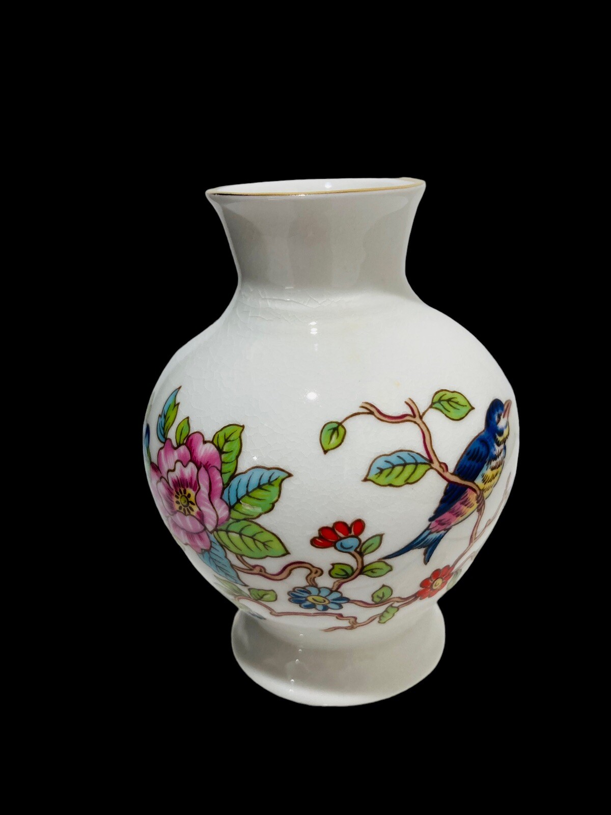 Aynsley Pembroke Mini Bud Vase Fine English Bone China Floral & Birds 3-1/2″
