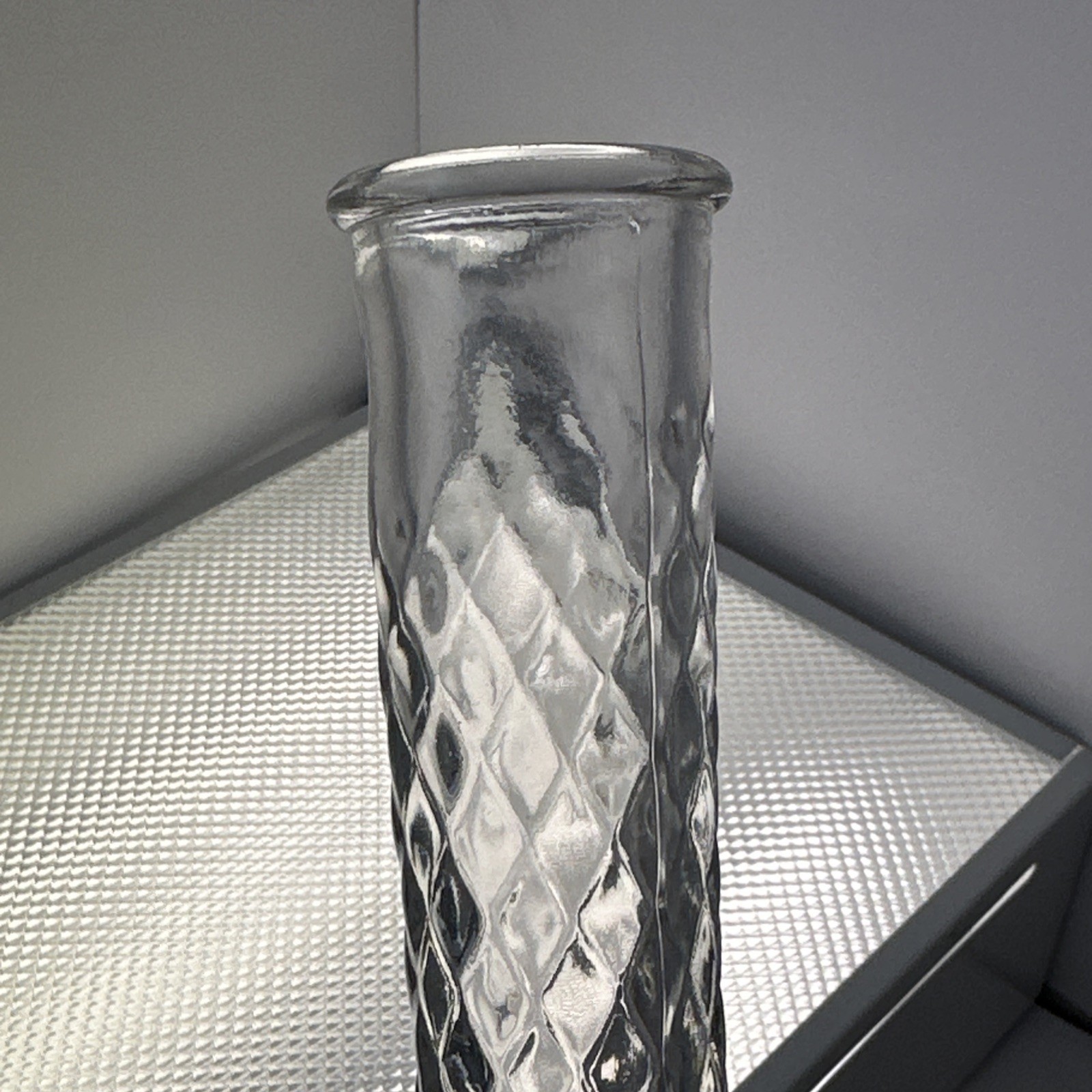Vintage Hoosier Swirl 9” Clear Glass Vase # 4097 6A