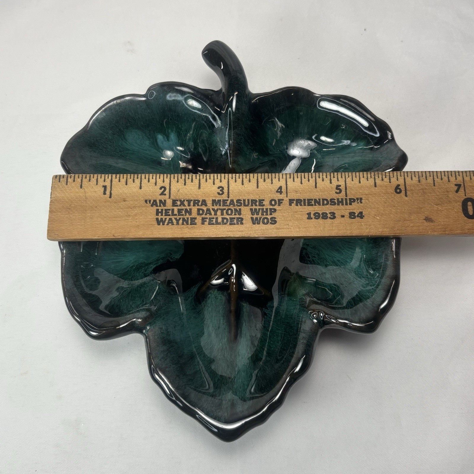 Vintage Blue Mountain Pottery Maple Leaf Glazed Trinket Candy Dish Canada 7″