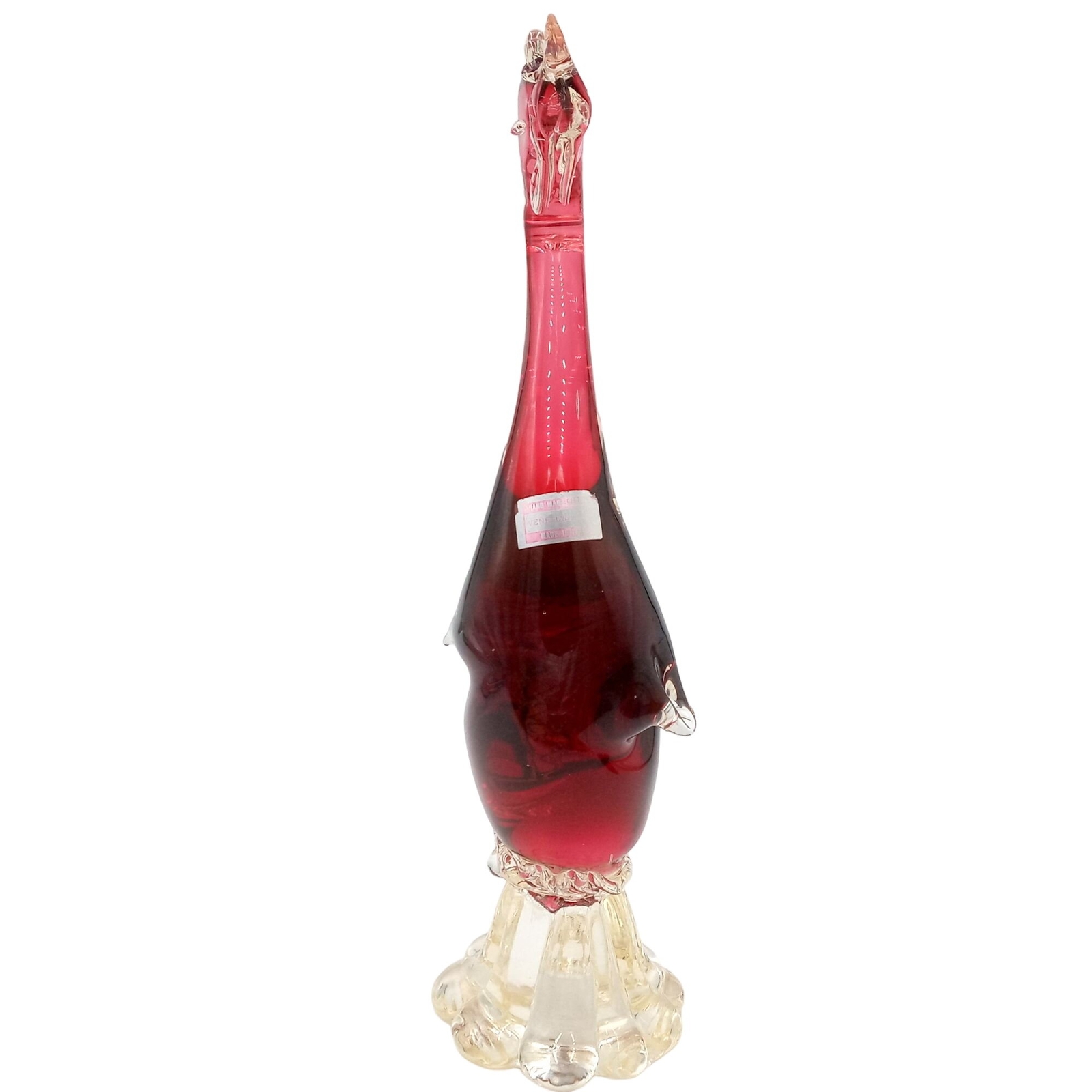 Venetian Glass Rooster Sculpture Cranberry Red Italian Murano Chicken 14 Inch
