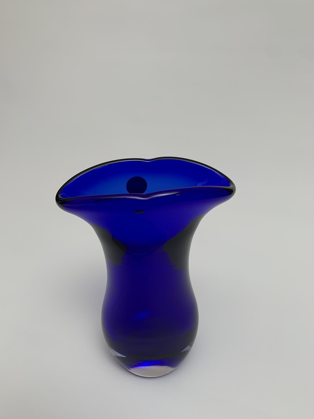 Vintage Cobalt Blue MCM Art Deco Vase Crystal Brand Made In China