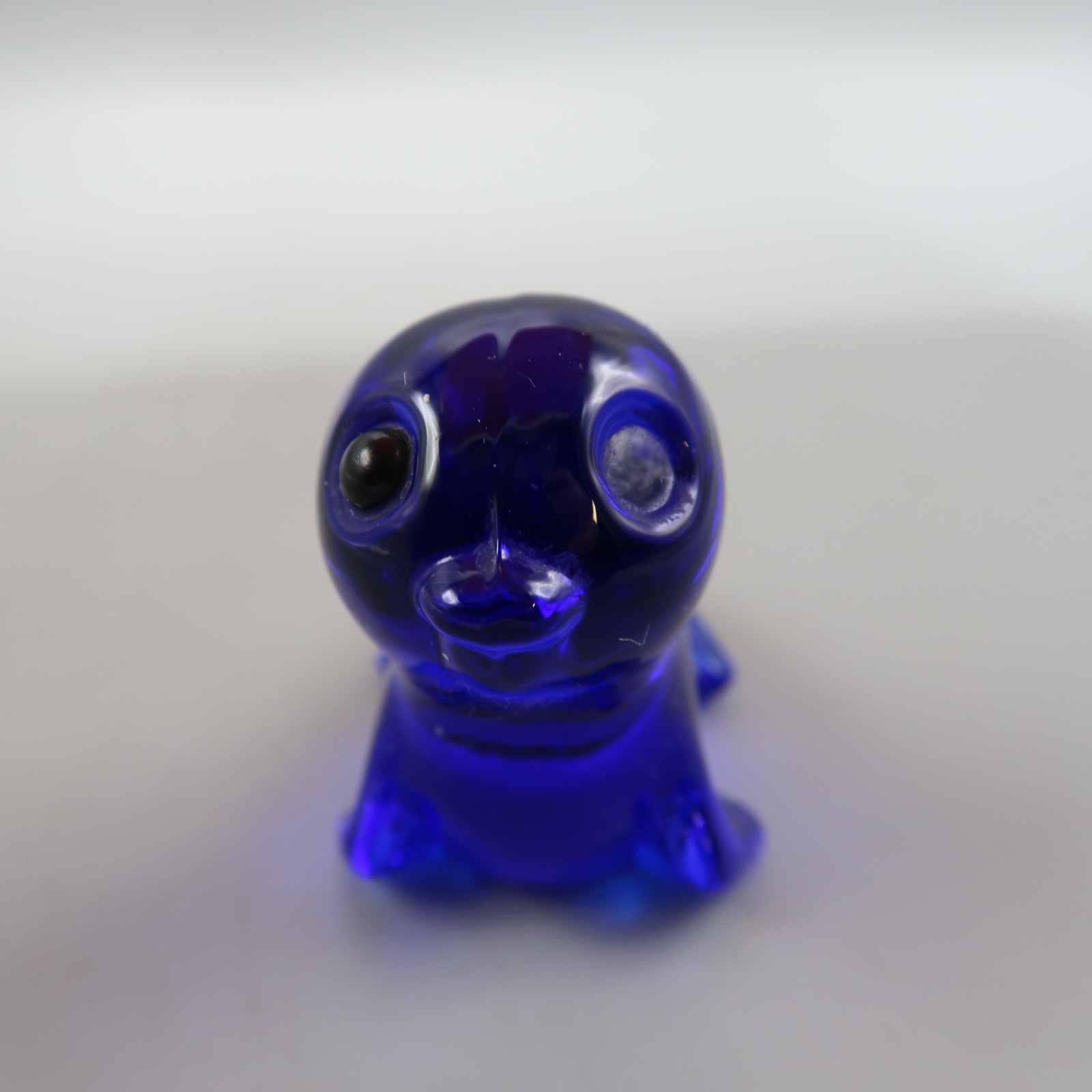 Cobalt Blue Baby Seals 2 inches long Paper weight Art Glass missing eye
