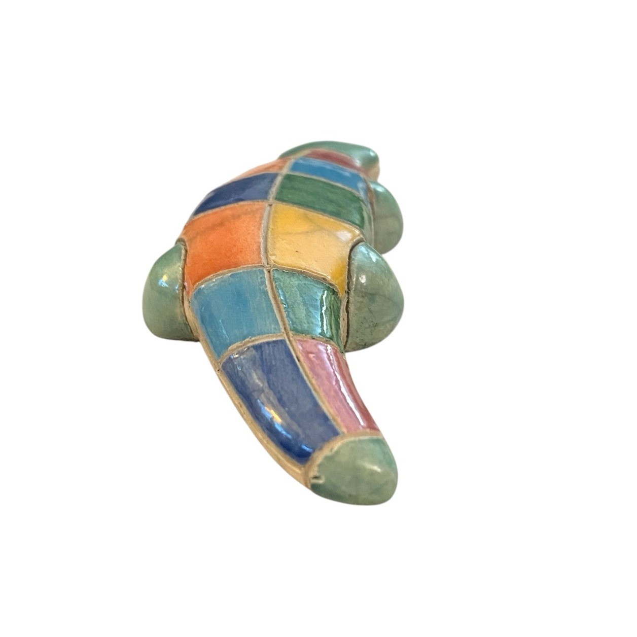 South Africa Art Pottery Raku Mini Baby Crocodile 5” Animal Handmade Signed