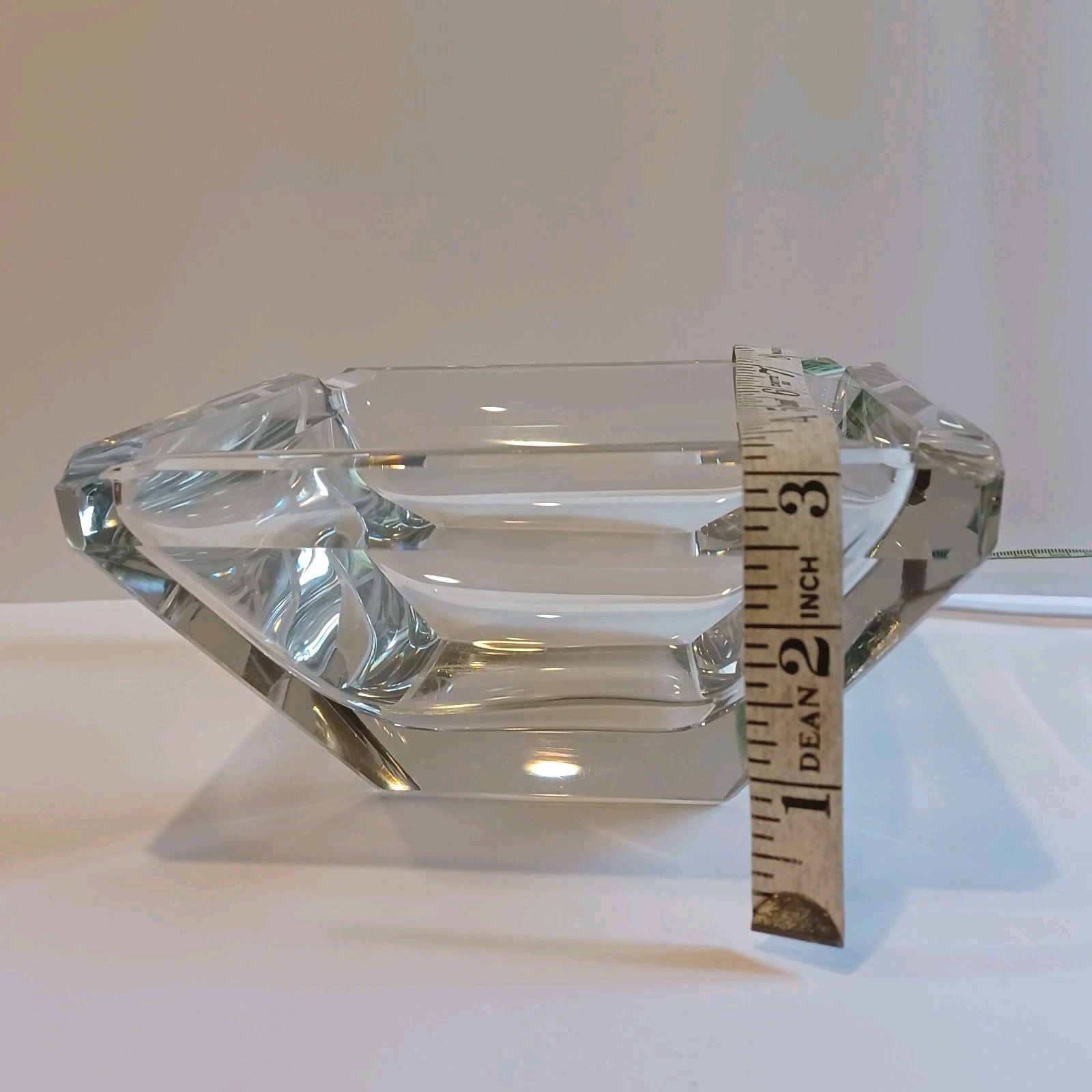 Handcut Crystal Cigar Ashtray Trinket Dish 6.5 Inch Square Vintage Mid Century