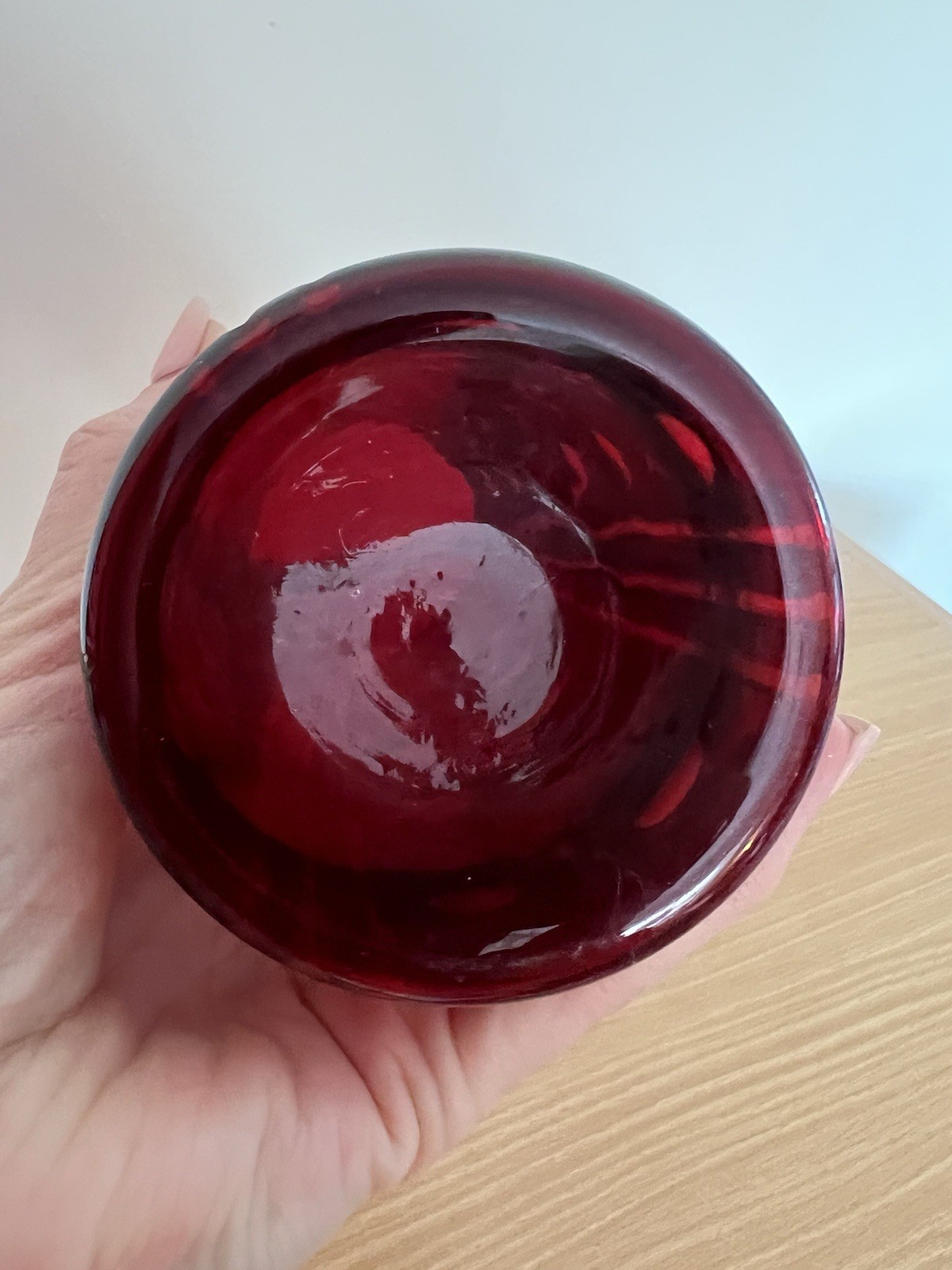 Vintage Bohemian Cut to Clear Ruby Red Cylinder Vase 25cm