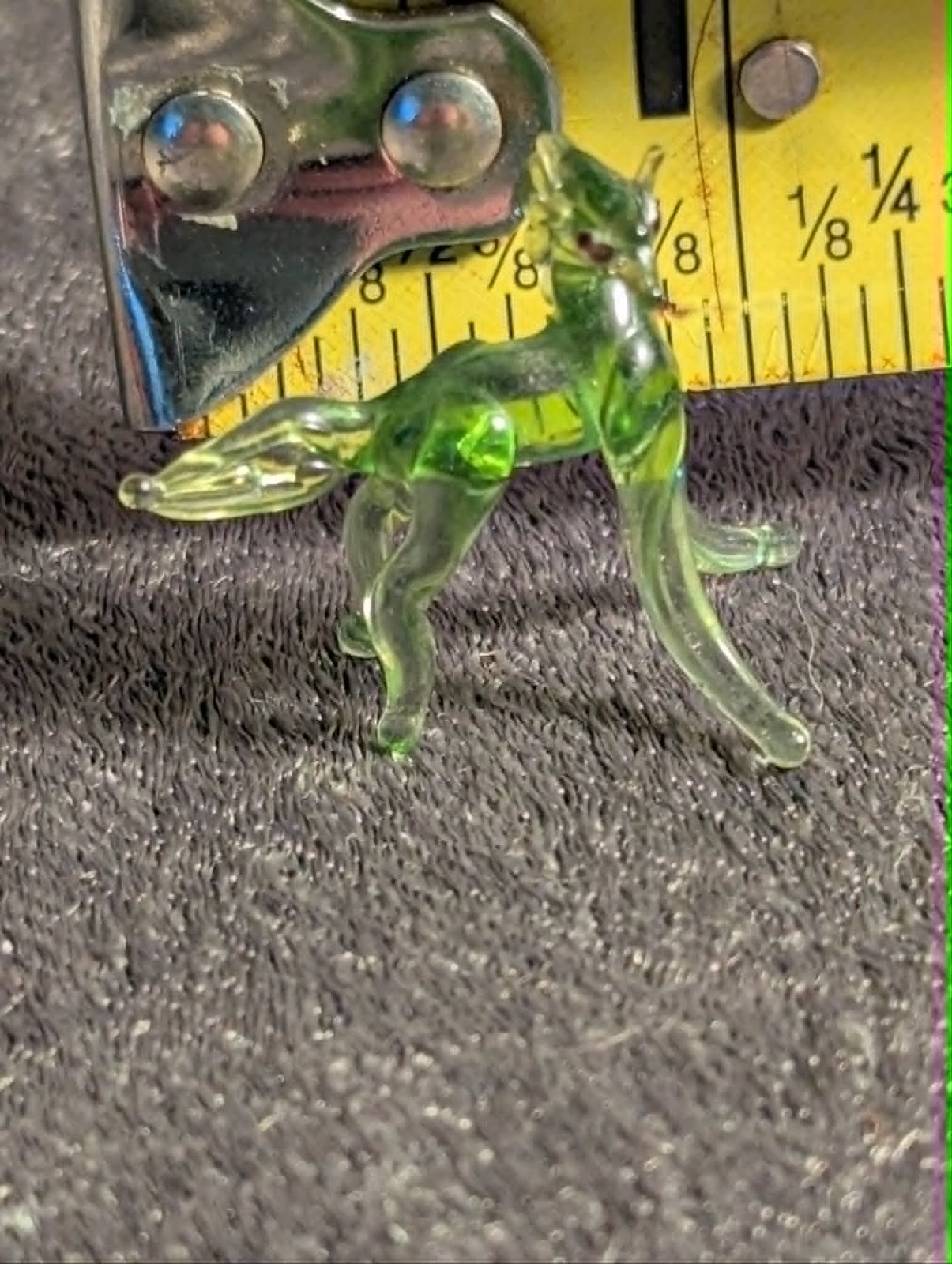Vintage TINY green glass horse less than 1 inch tall