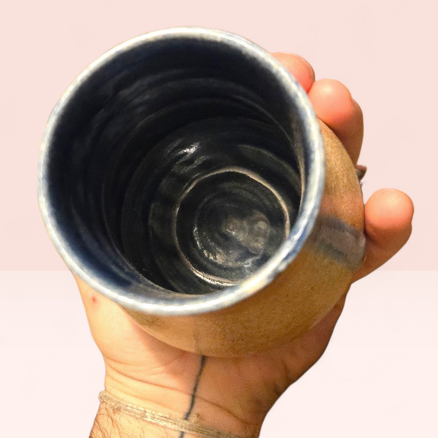 Settle Ceramics Tan Drip Stoneware Mug Vase USA Handmade Studio Pottery Austin