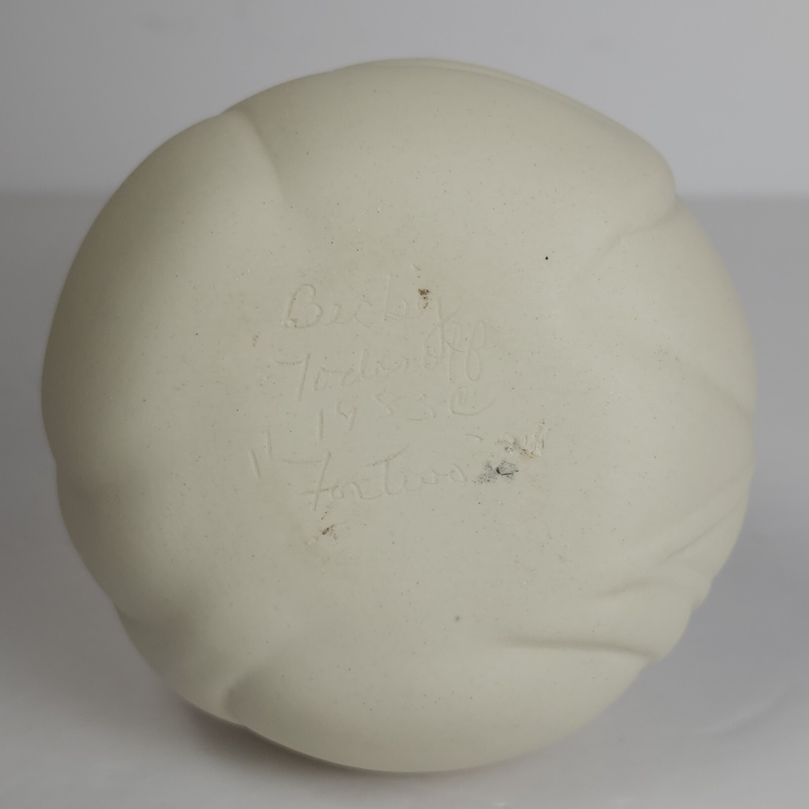 Vintage 1983 Becky Todoroff White Pottery Weed Pot Vase Matte Abstract Ceramic