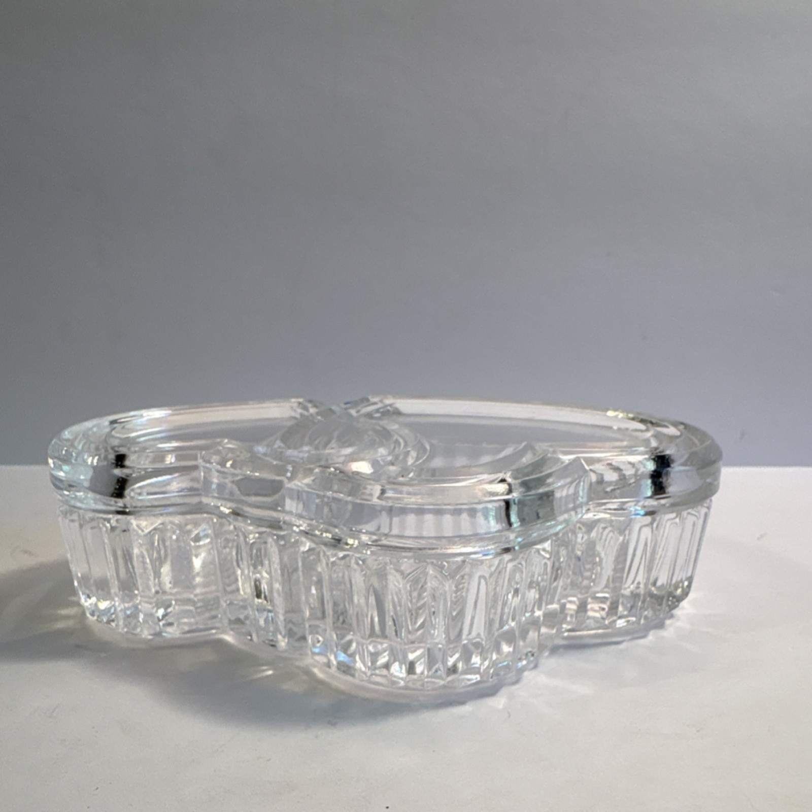 Clear Glass Double Heart Decorative Box with Lid Love Theme 2 Compartments