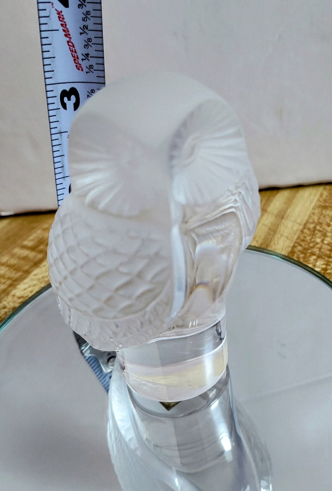 Lalique France Crystal Owl Paperweight 3 1/2″ Owl Figurine MINT Original Sticker